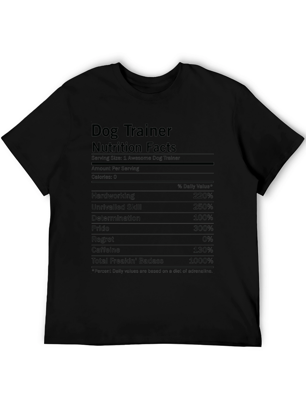 Dog Trainer Nutrition Facts Graphic Tee