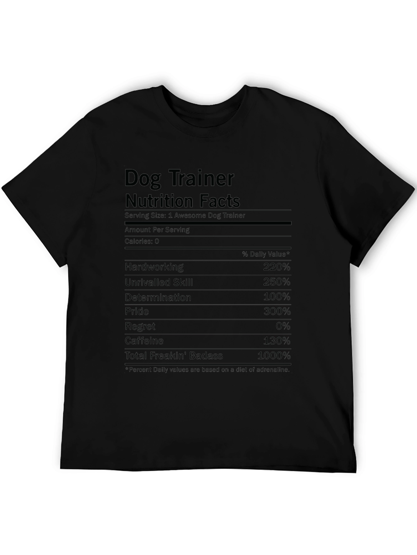 Dog Trainer Nutrition Facts Graphic Tee