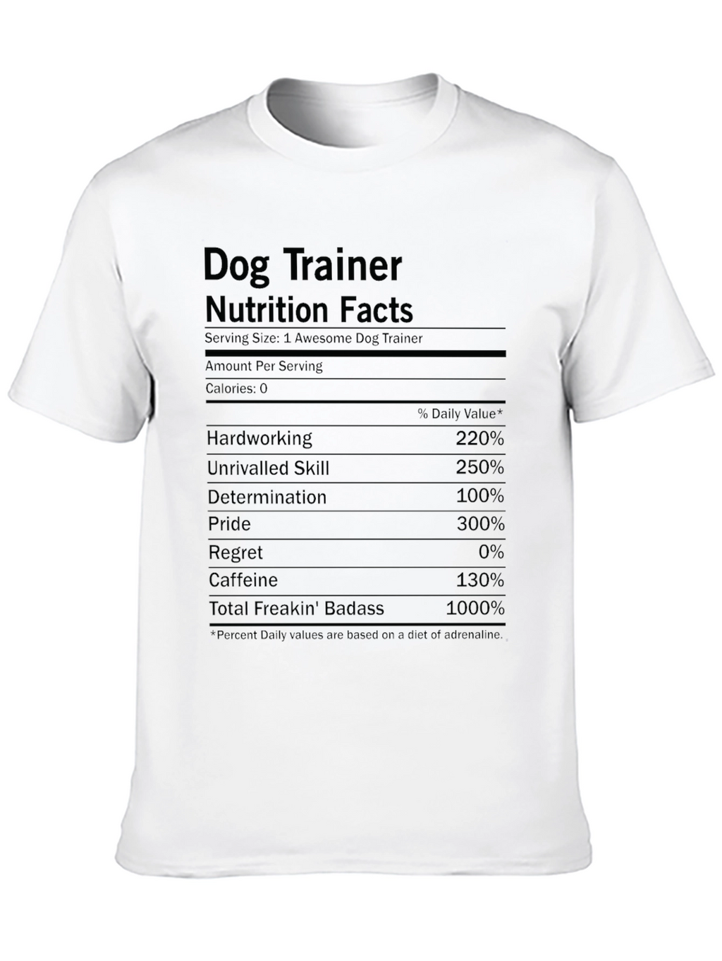 Dog Trainer Nutrition Facts Graphic Tee