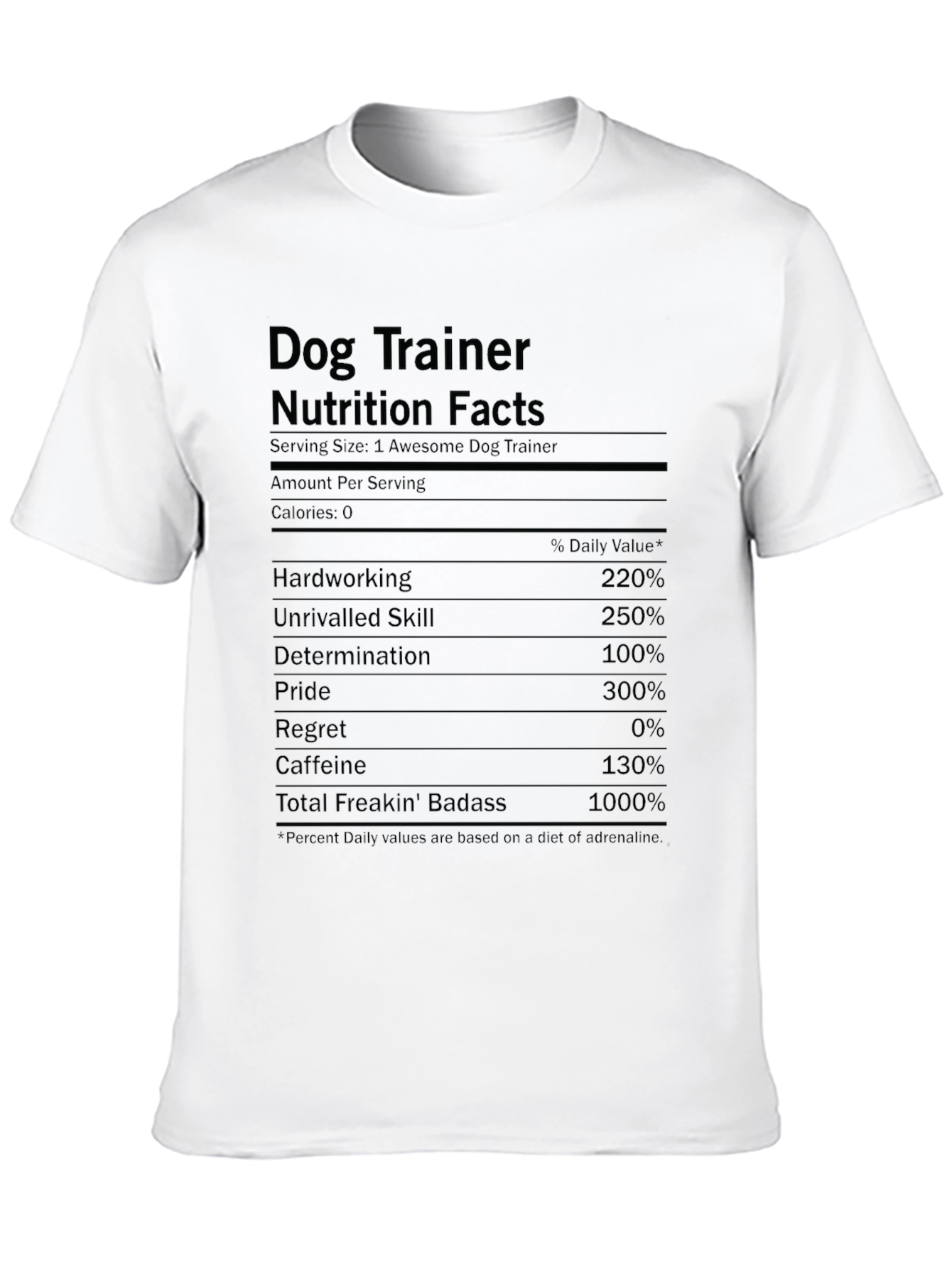 Dog Trainer Nutrition Facts Graphic Tee