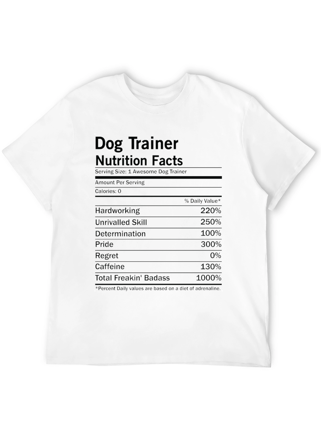 Dog Trainer Nutrition Facts Graphic Tee