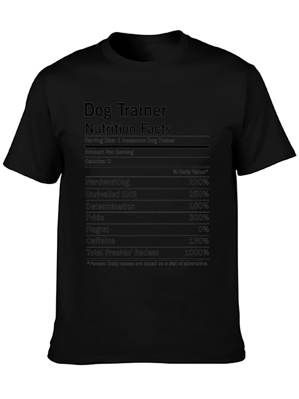 Dog Trainer Nutrition Facts Graphic Tee