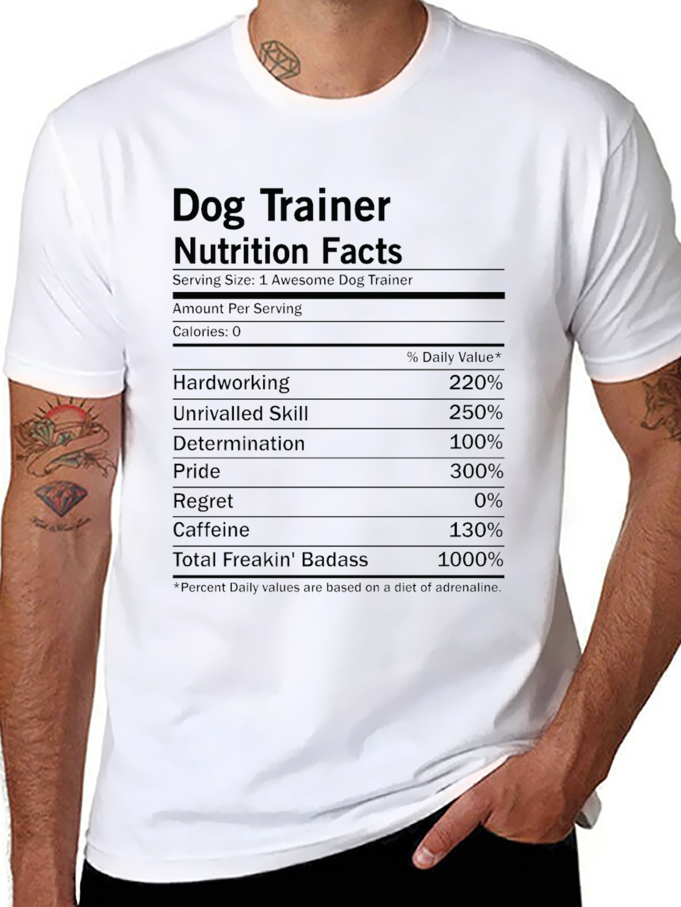 Dog Trainer Nutrition Facts Graphic Tee