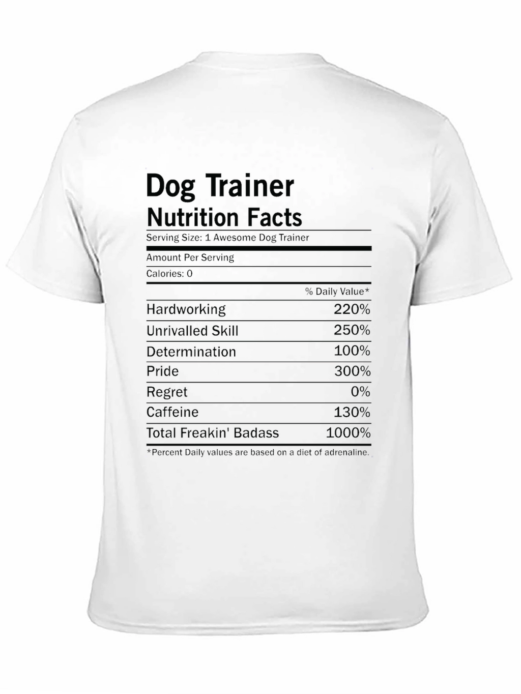 Dog Trainer Nutrition Facts Graphic Tee