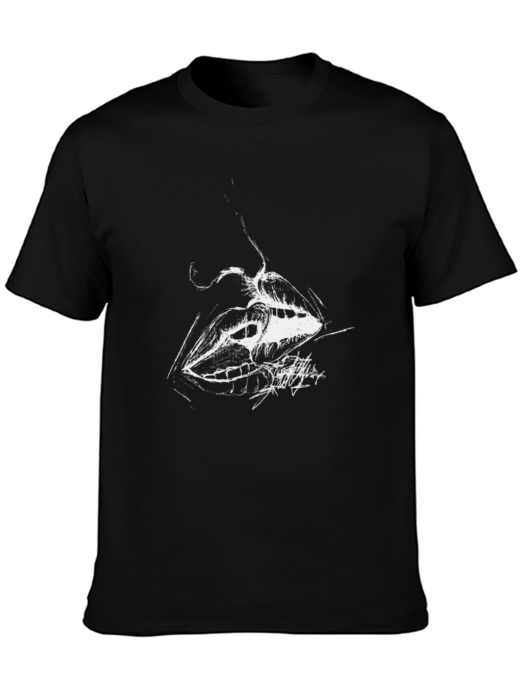 Abstract Lips Graphic Black T-Shirt