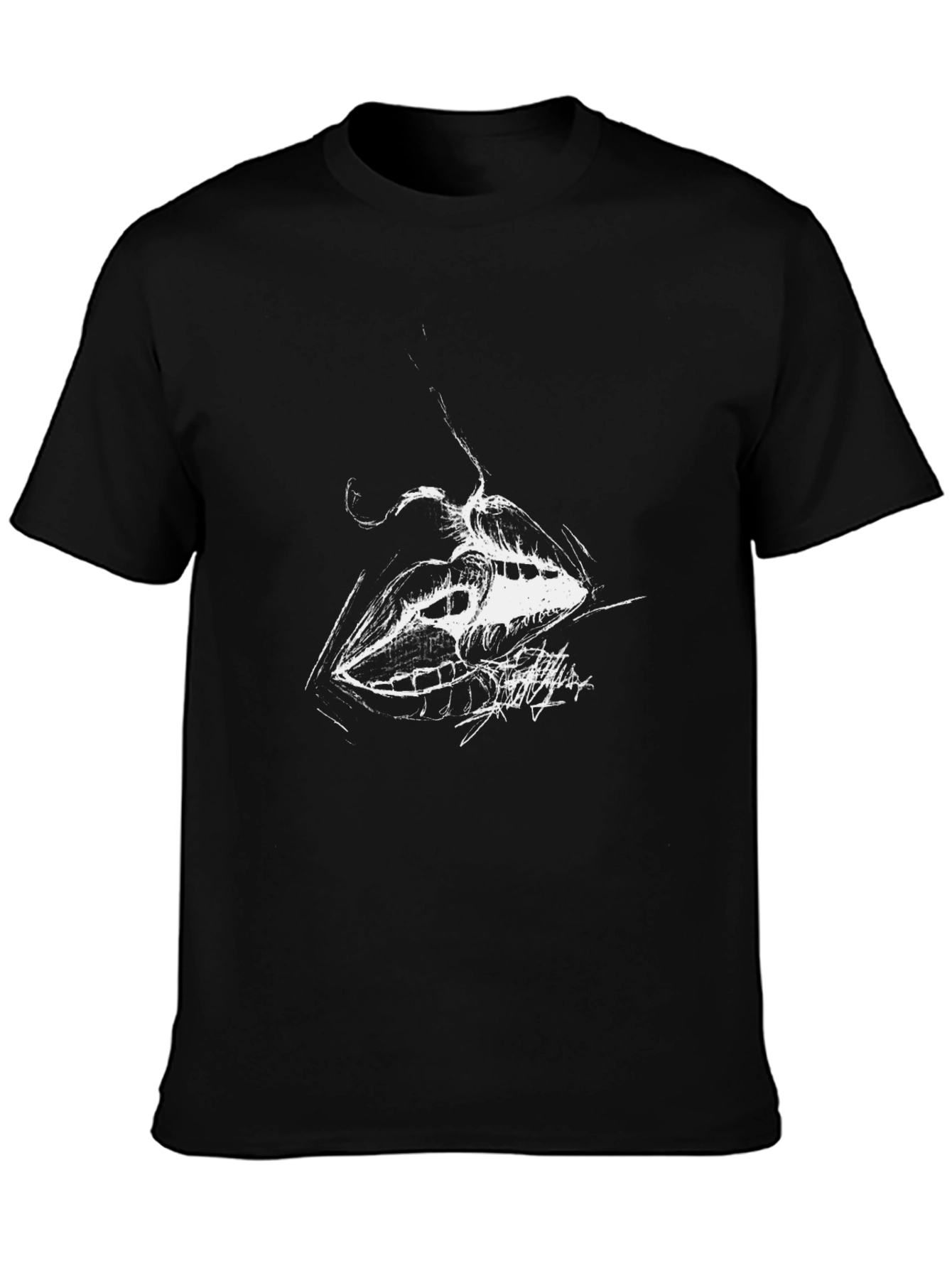 Abstract Lips Graphic Black T-Shirt