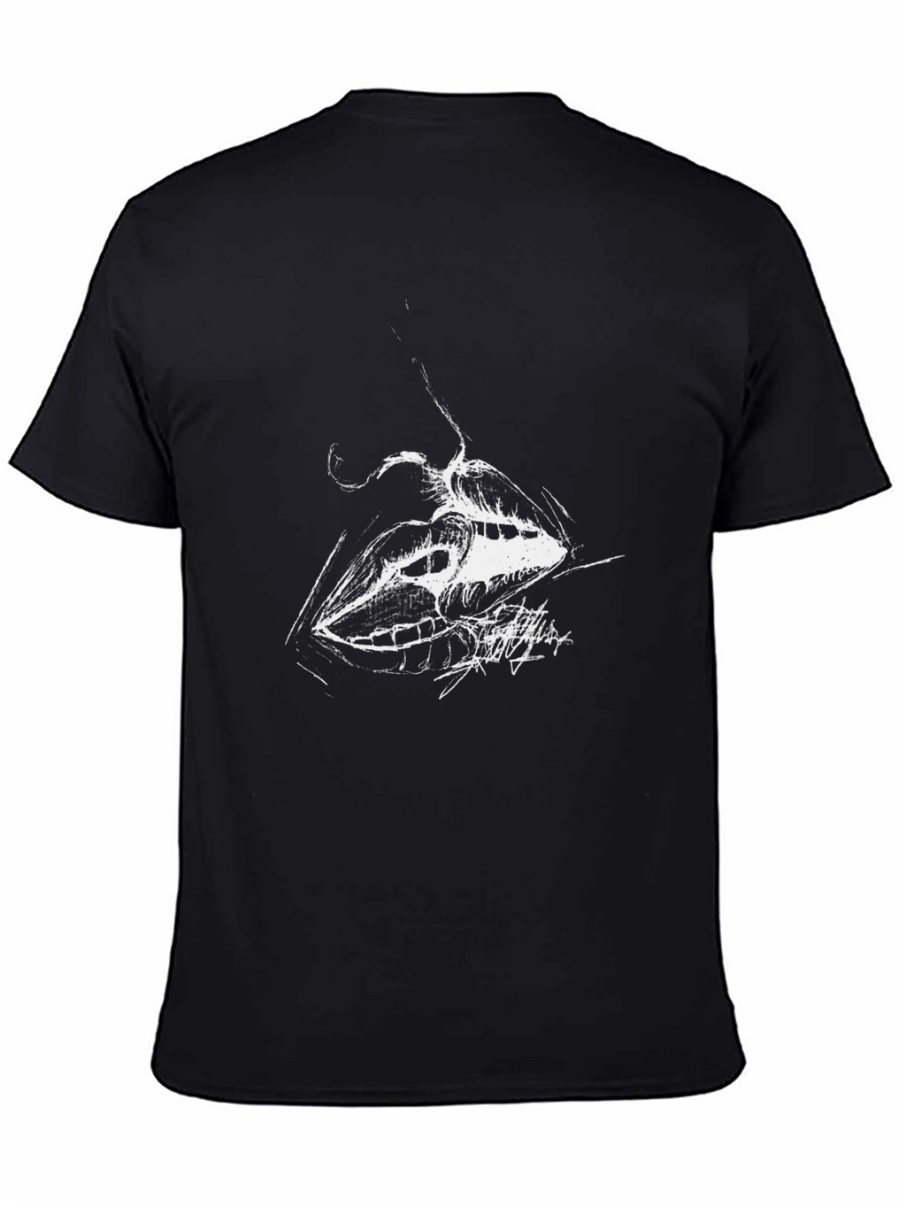 Abstract Lips Graphic Black T-Shirt