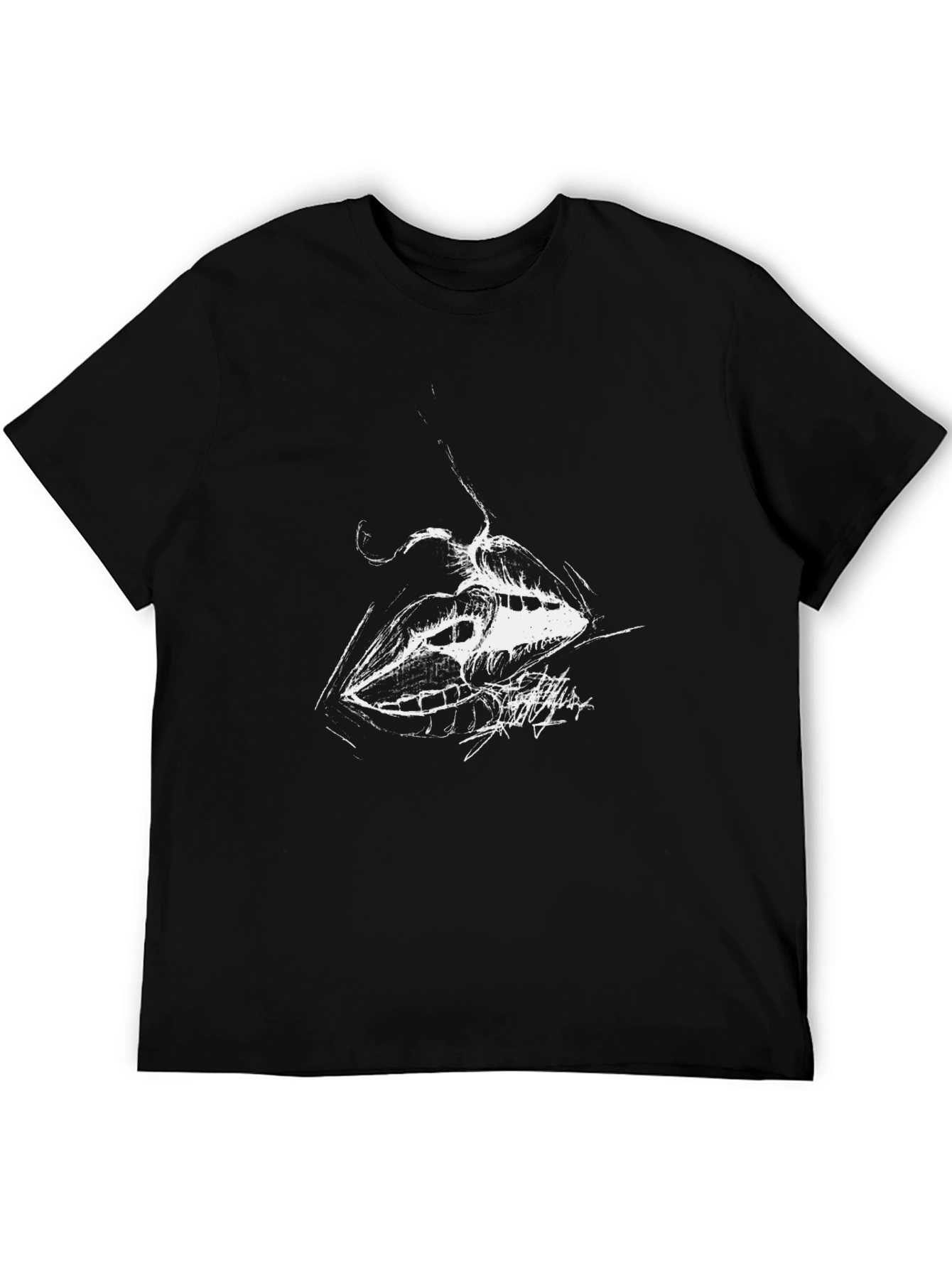 Abstract Lips Graphic Black T-Shirt