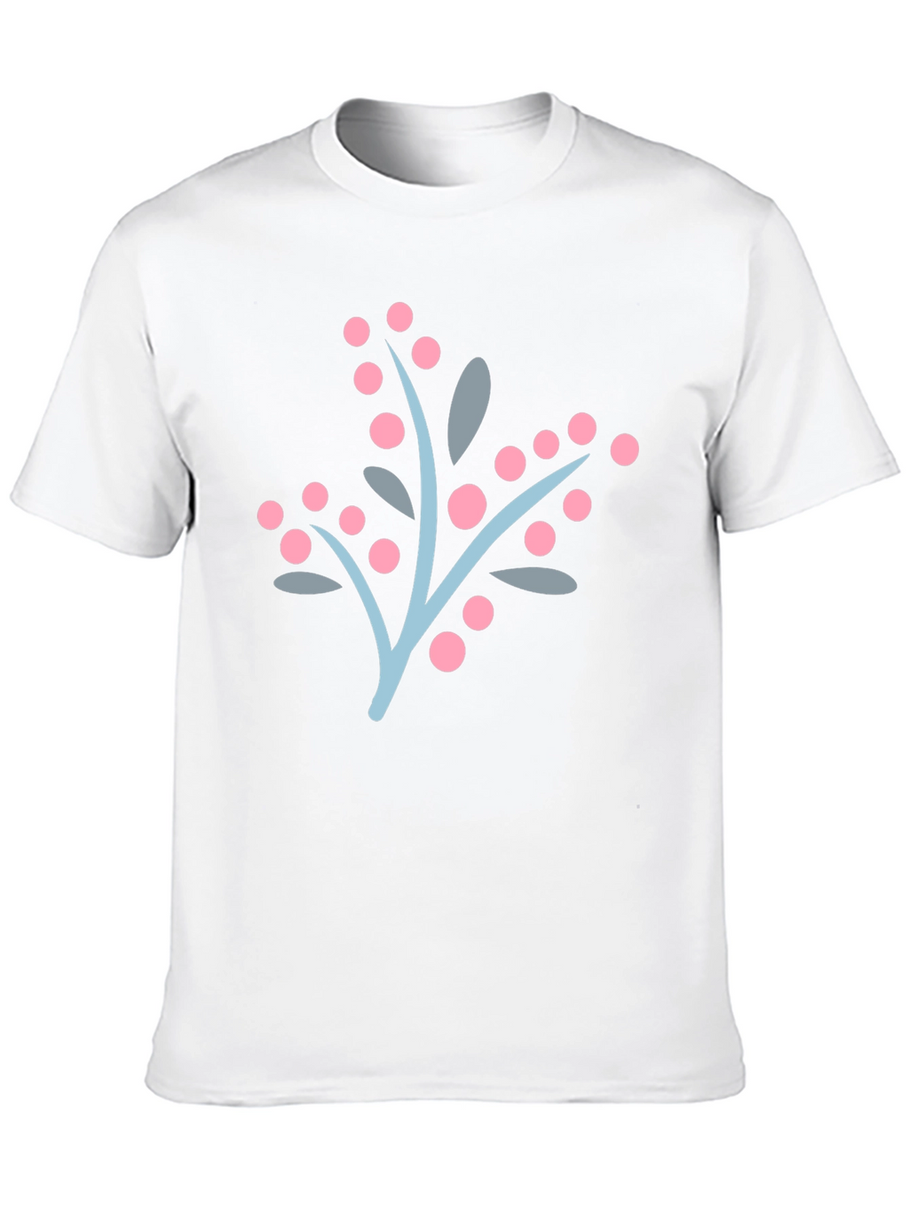Stylish Black Tee with Berry Branch Design
