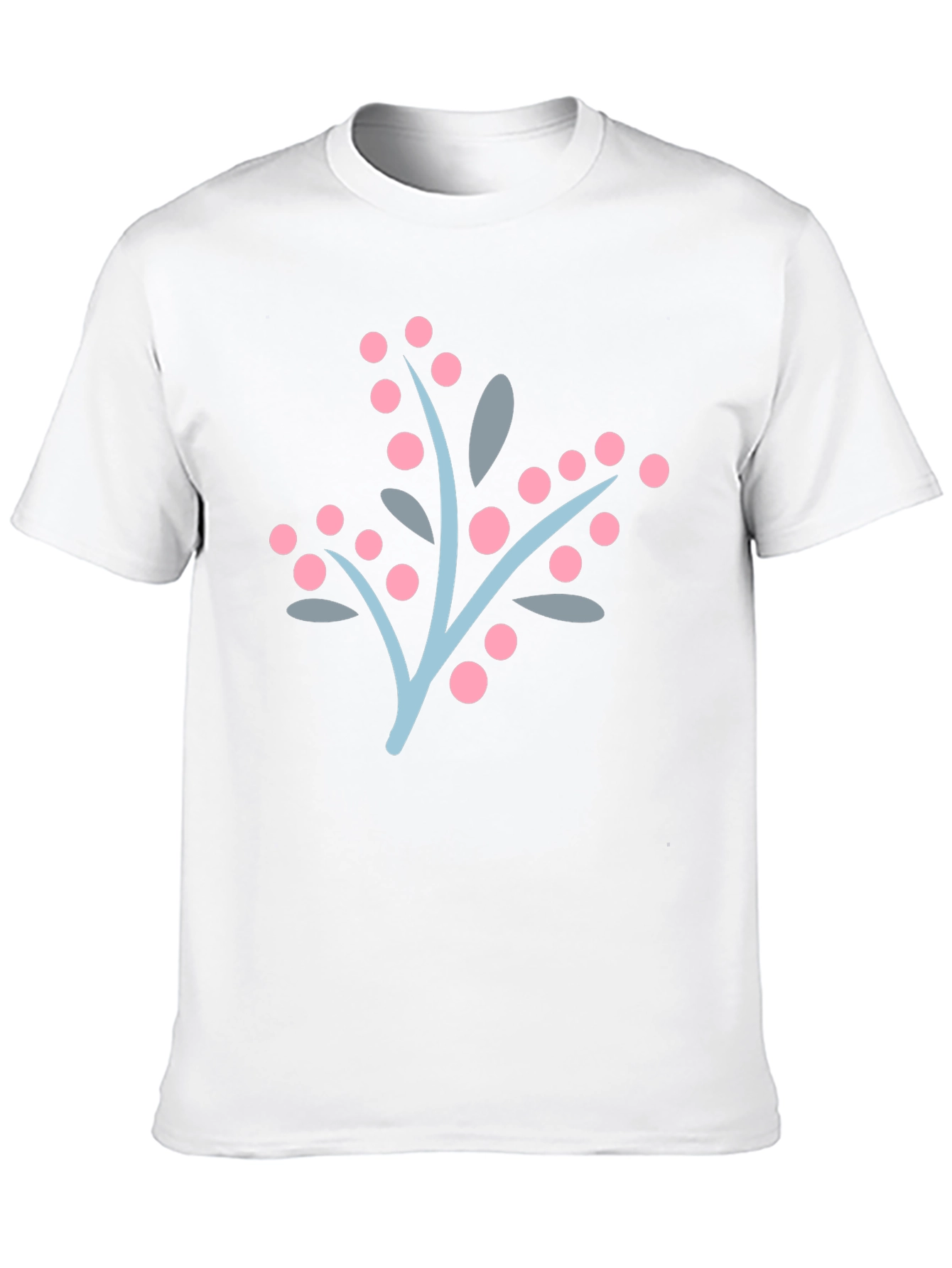 Stylish Black Tee with Berry Branch Design