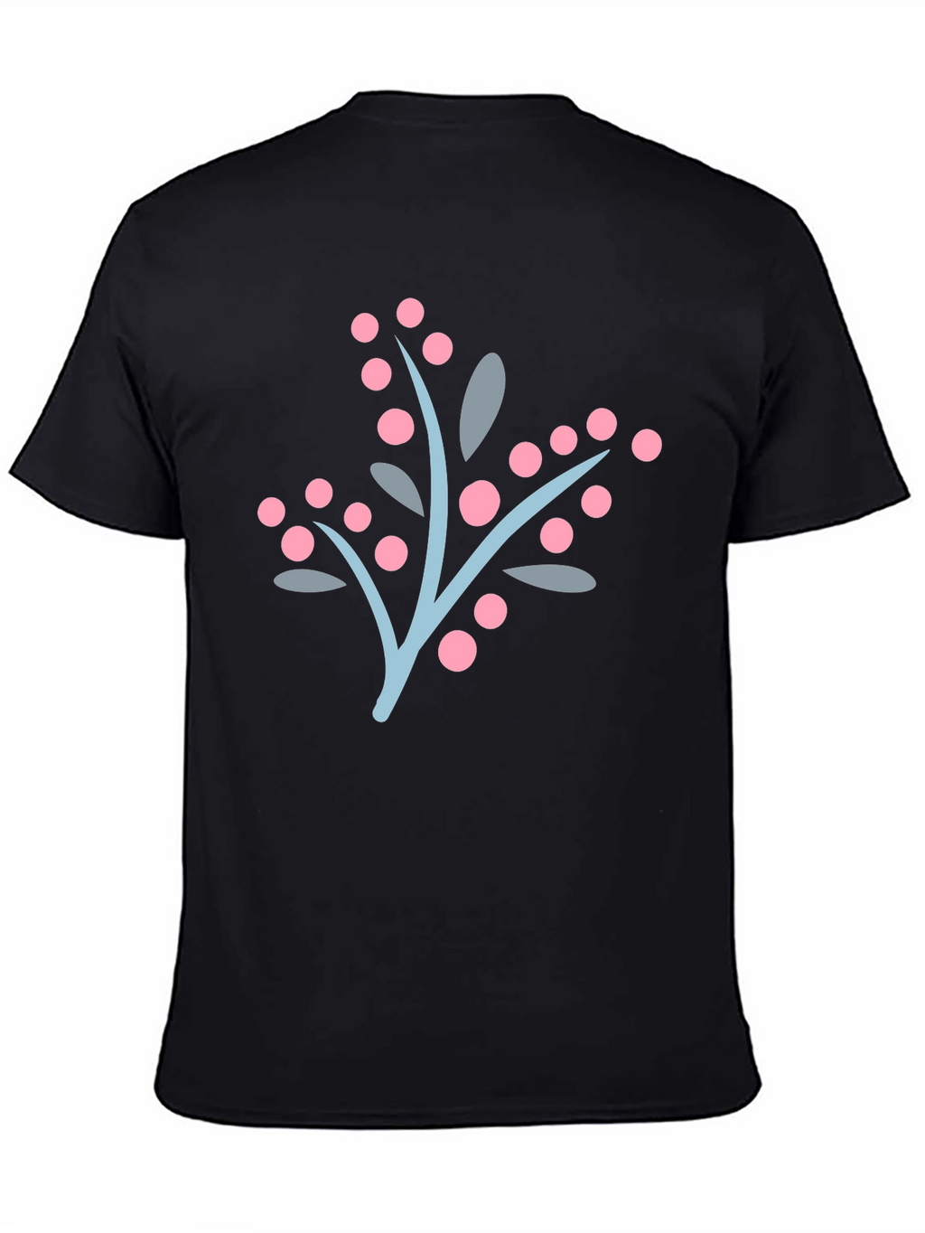 Stylish Black Tee with Berry Branch Design