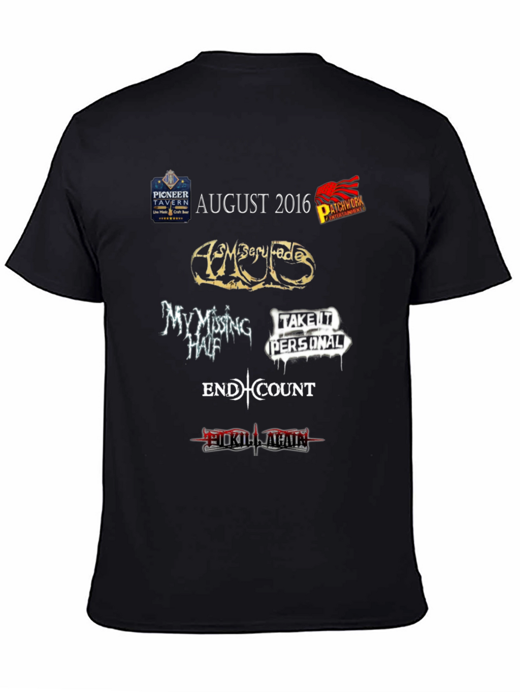 August 2016 Pioneer Tavern Concert T-Shirt