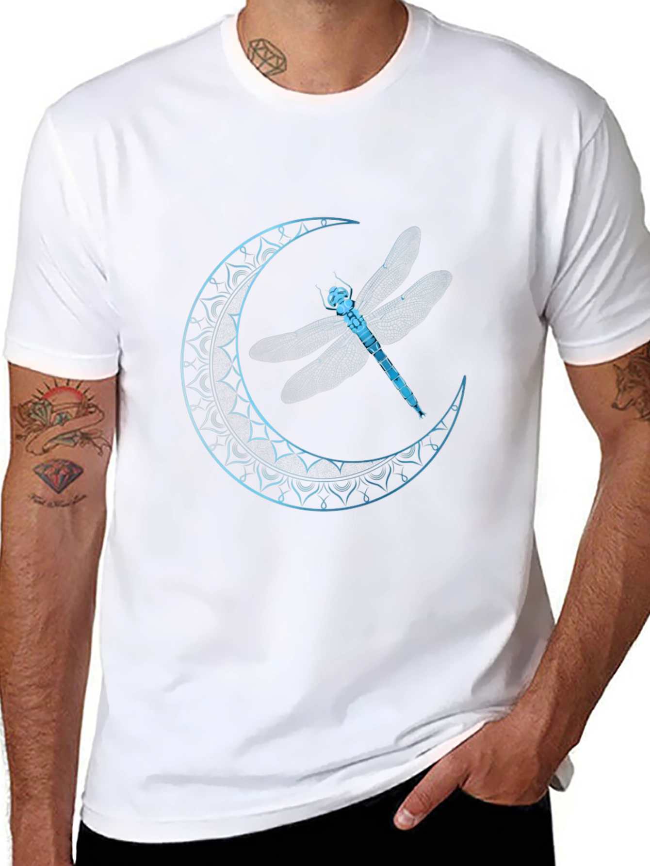 Dragonfly Moon Graphic Tee - Black Cotton Blend