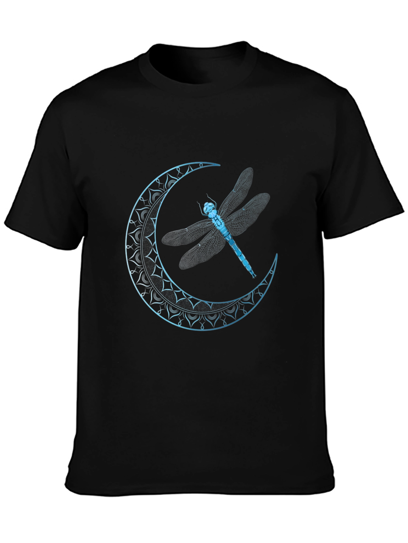 Dragonfly Moon Graphic Tee - Black Cotton Blend