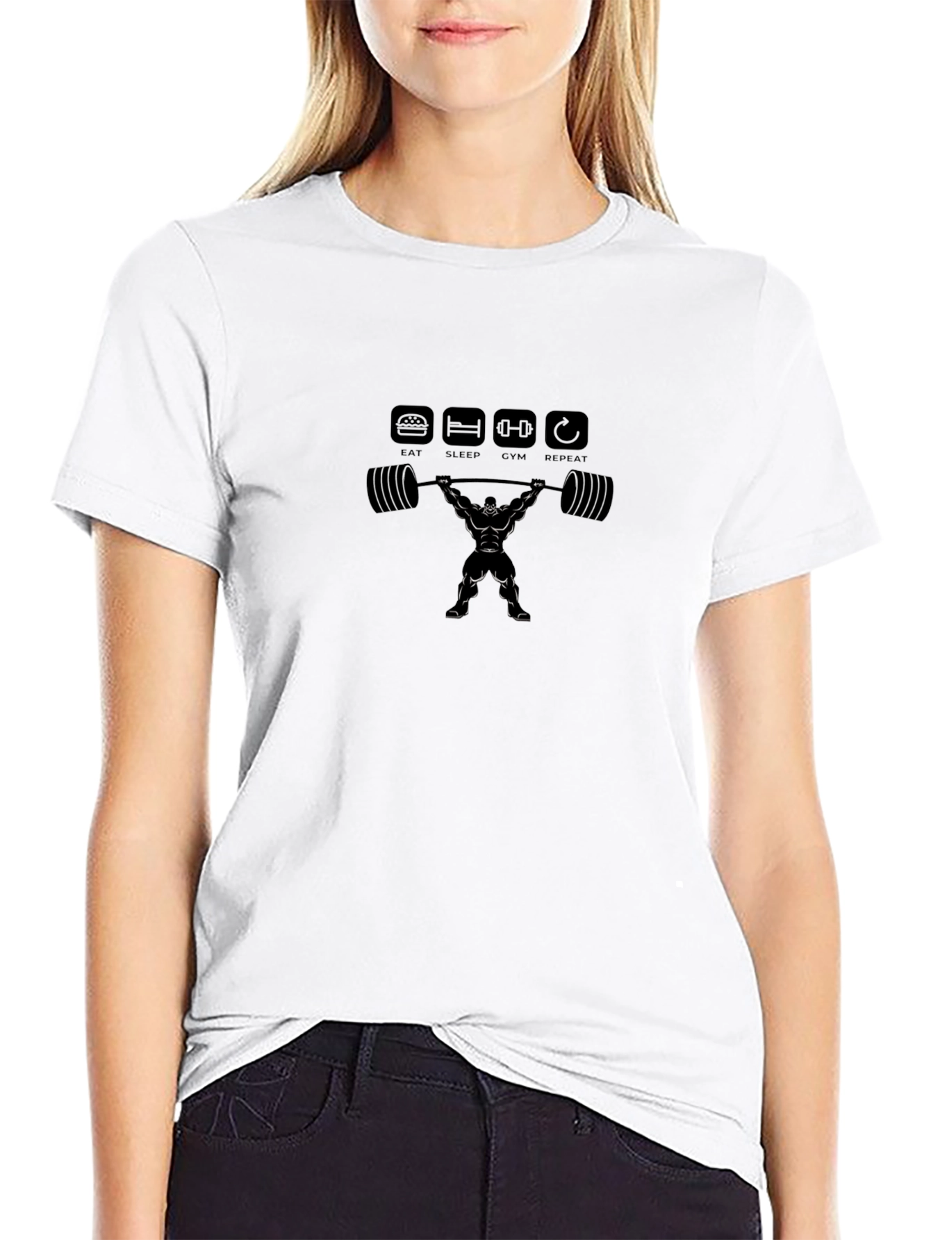 Eat Sleep Gym Repeat Graphic T-Shirt