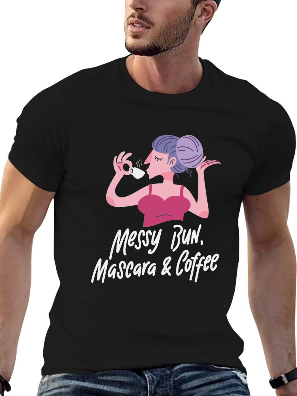 Messy Bun Mascara & Coffee Graphic Tee