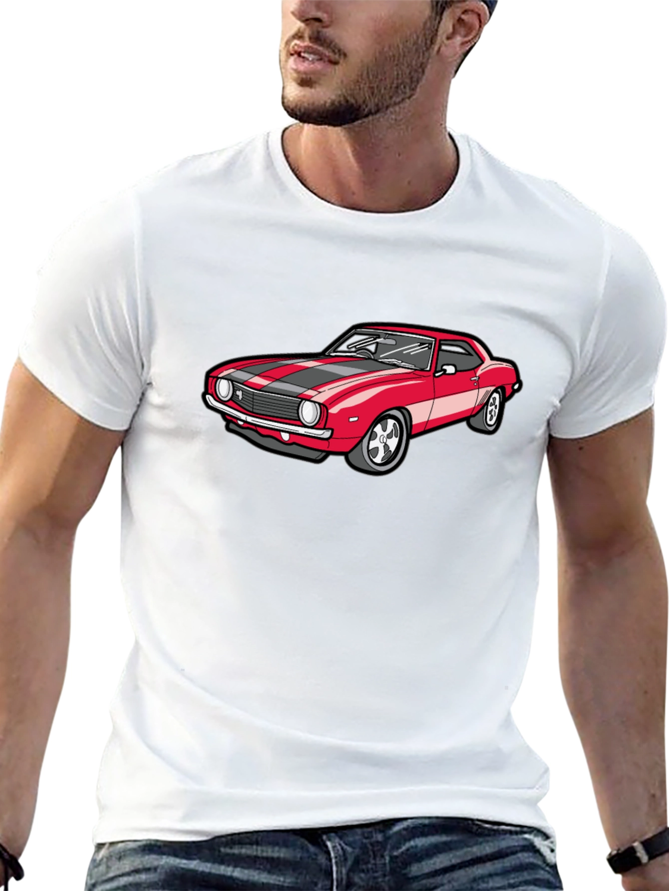 Classic Red Car Graphic T-Shirt