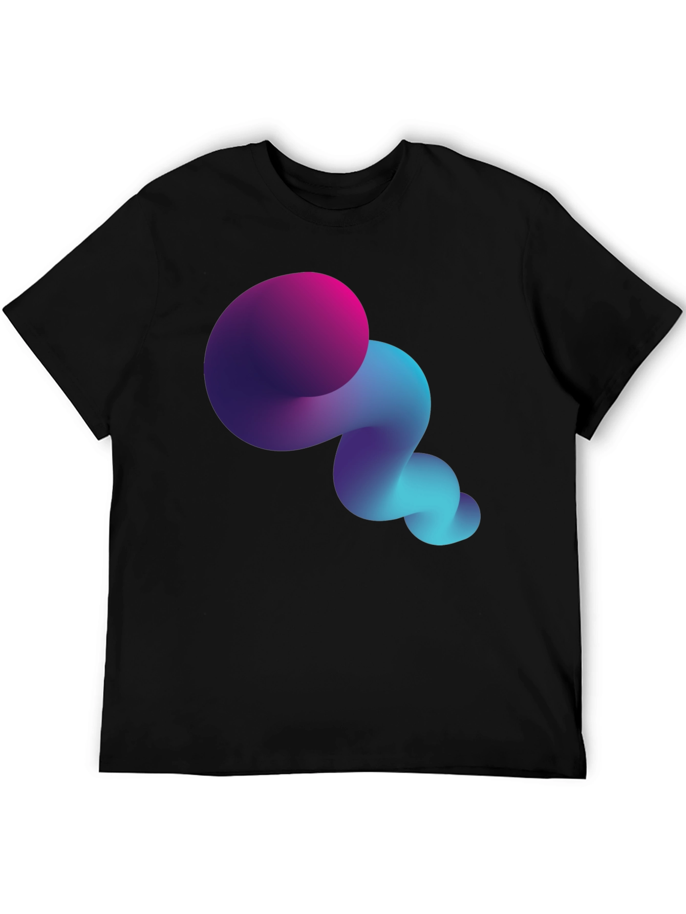 Abstract Gradient Swirl Black T-Shirt