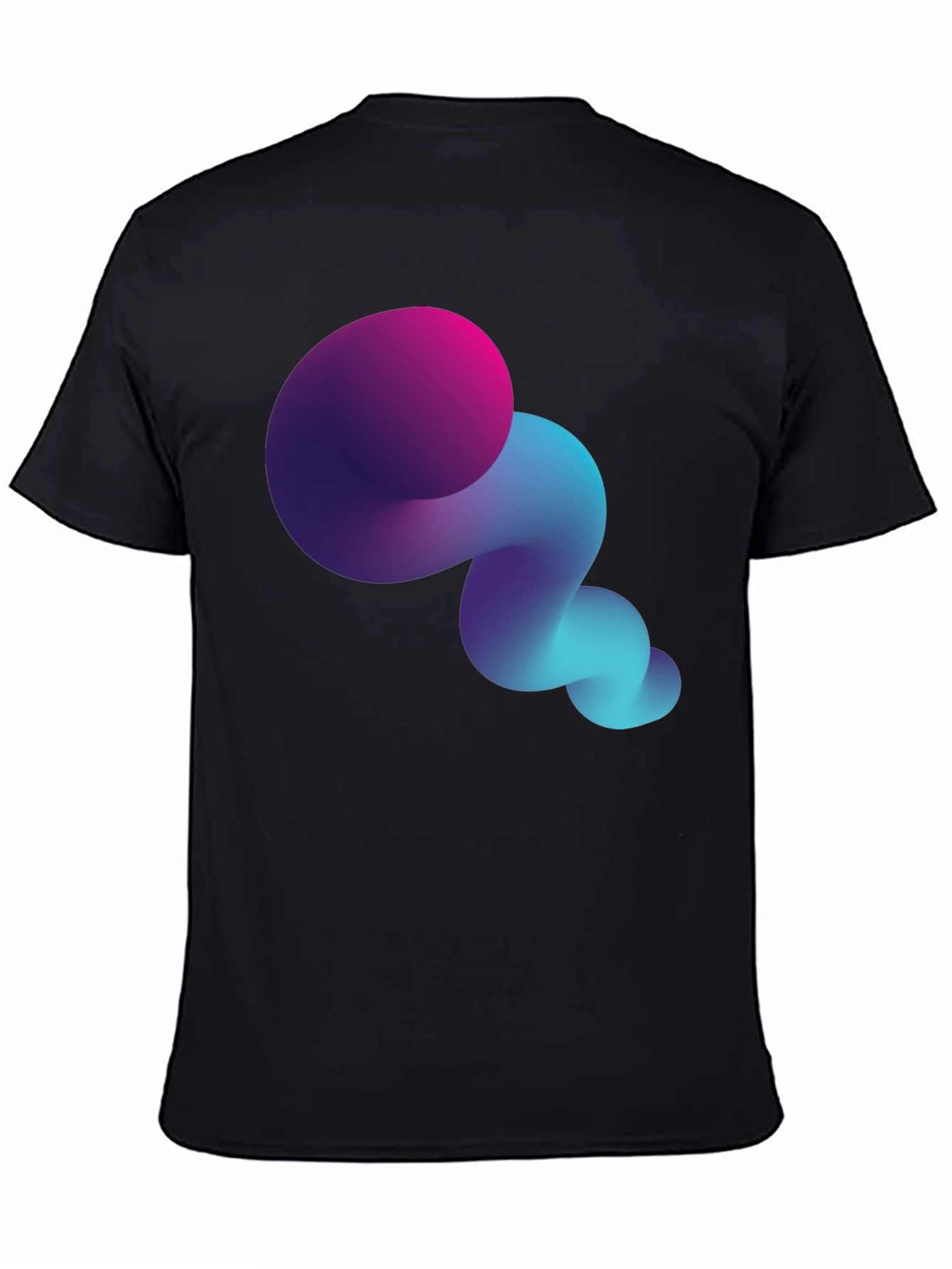 Abstract Gradient Swirl Black T-Shirt