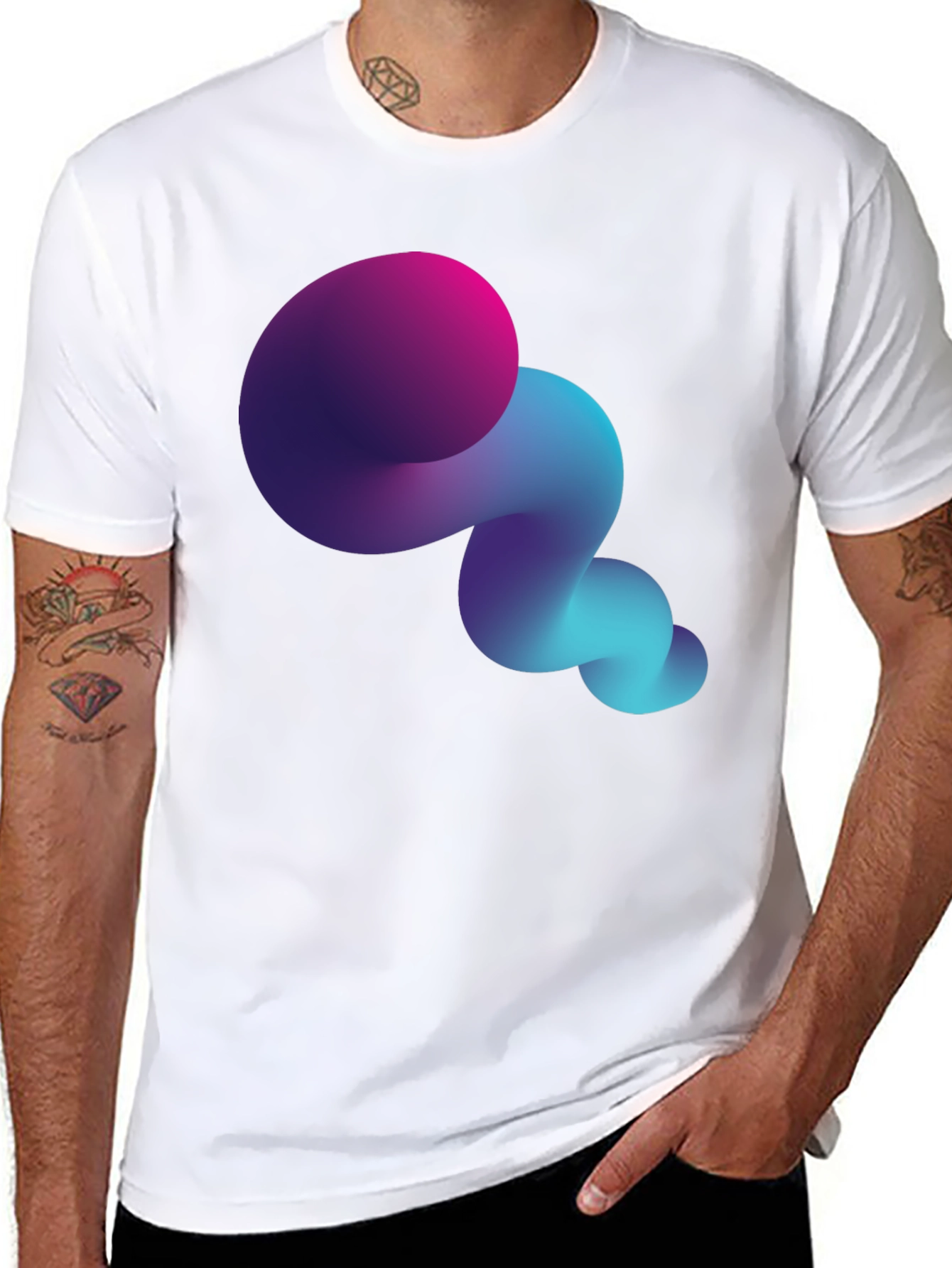Abstract Gradient Swirl Black T-Shirt