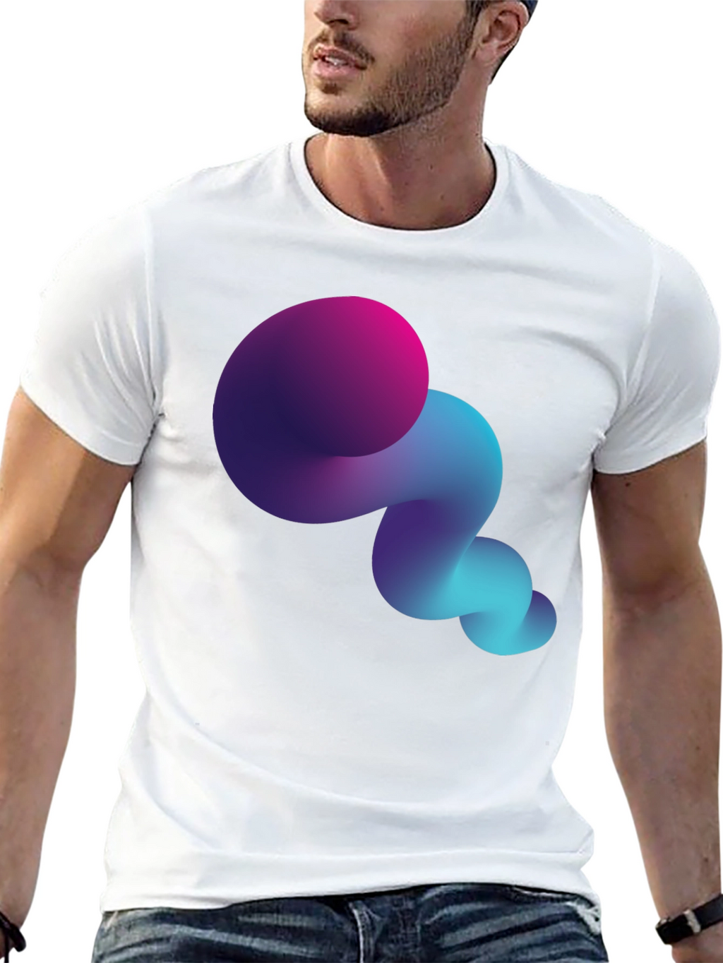 Abstract Gradient Swirl Black T-Shirt