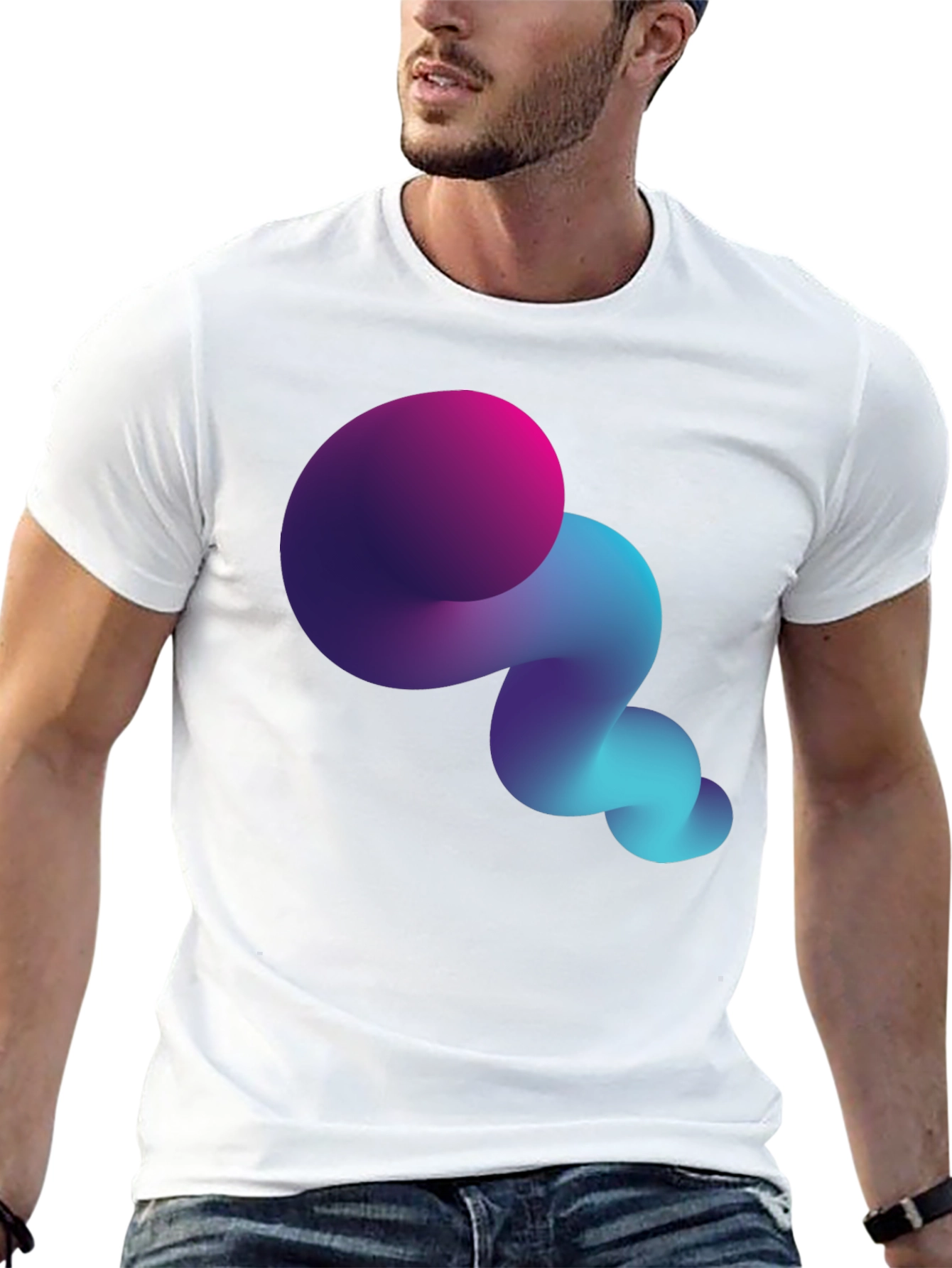 Abstract Gradient Swirl Black T-Shirt