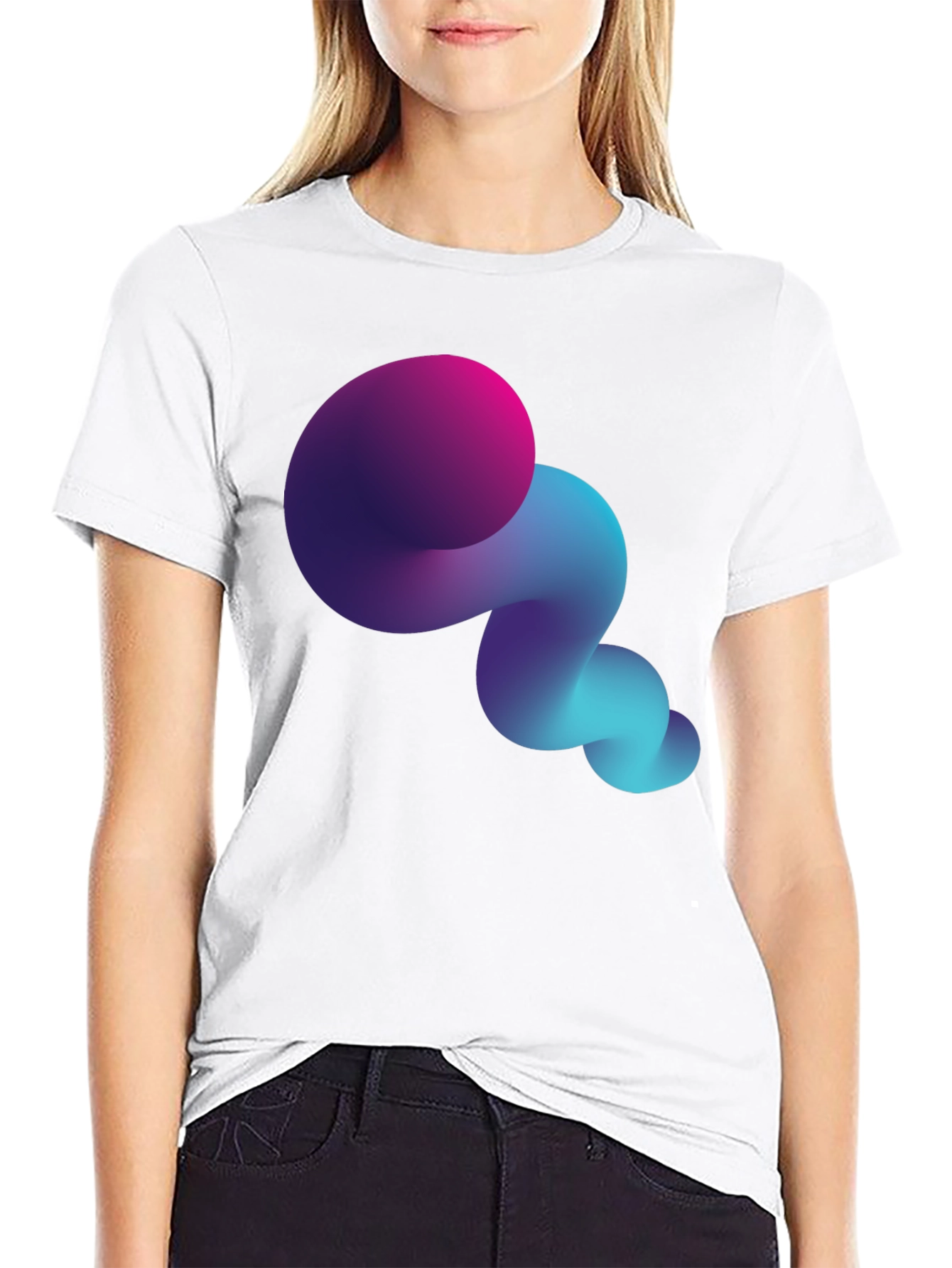Abstract Gradient Swirl Black T-Shirt