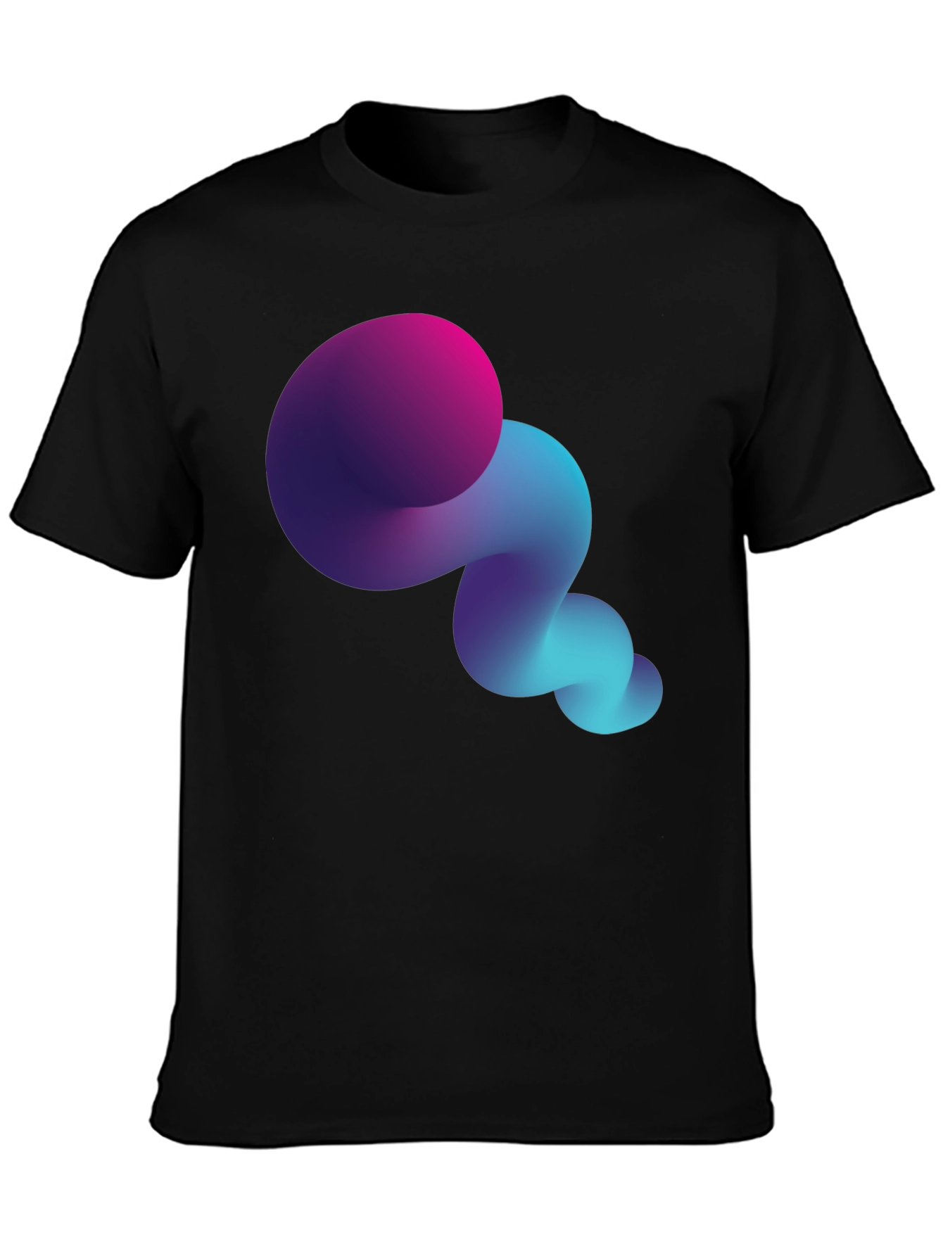 Abstract Gradient Swirl Black T-Shirt