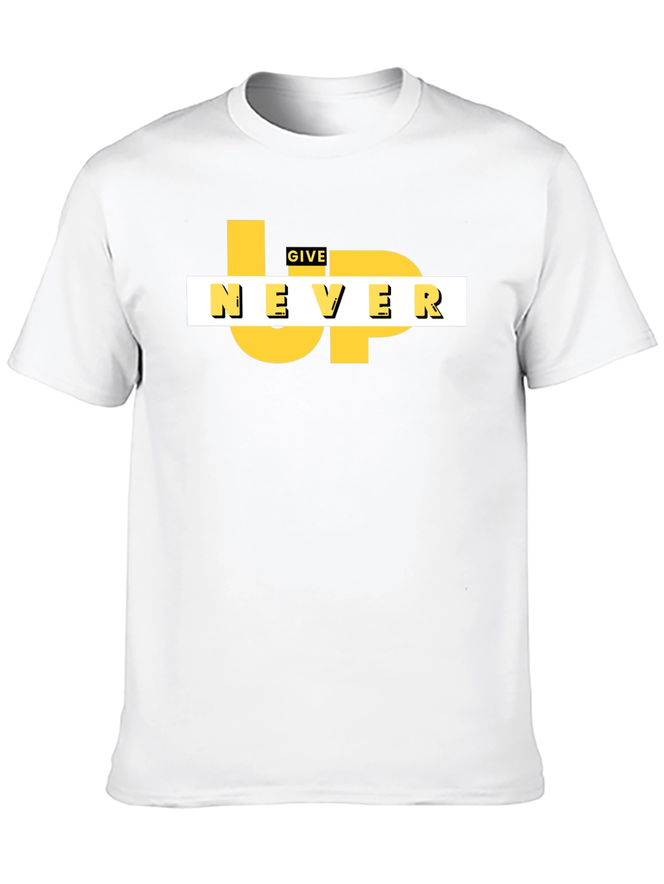 Motivational Never Give Up Black Graphic Tee