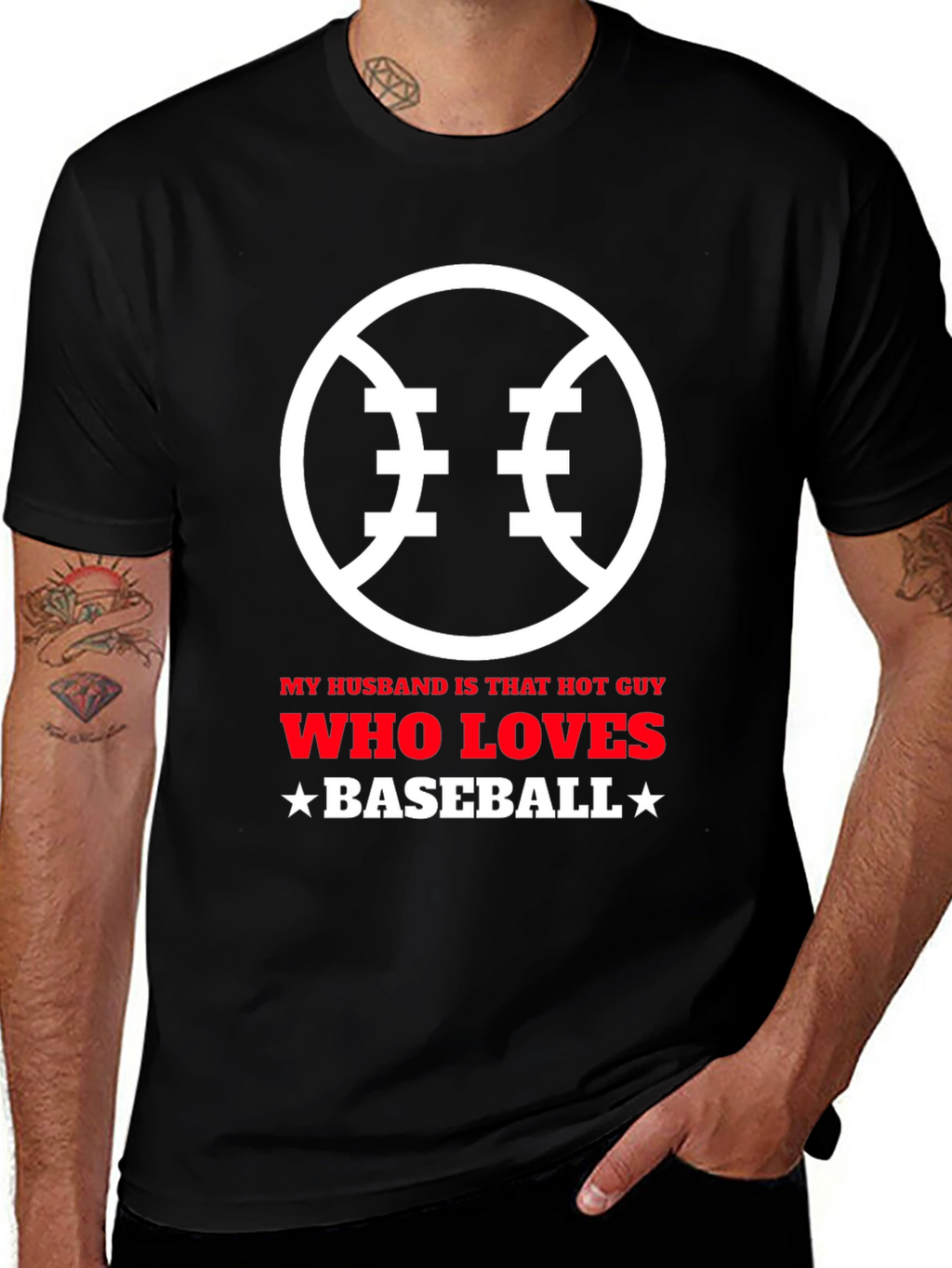Baseball Lover Husband Graphic T-Shirt