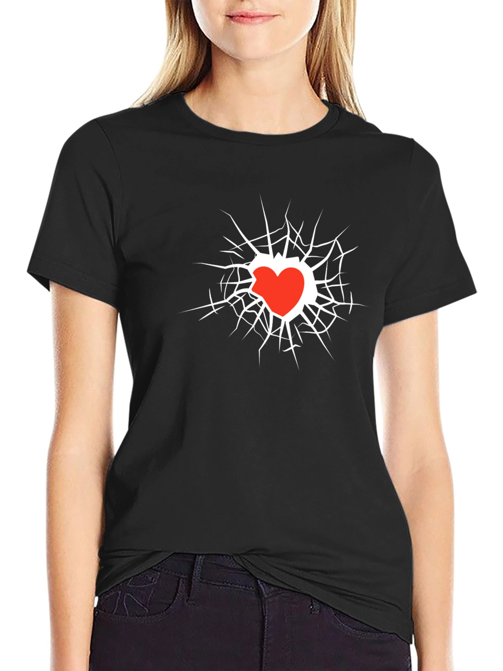 Broken Heart Graphic Black Tee