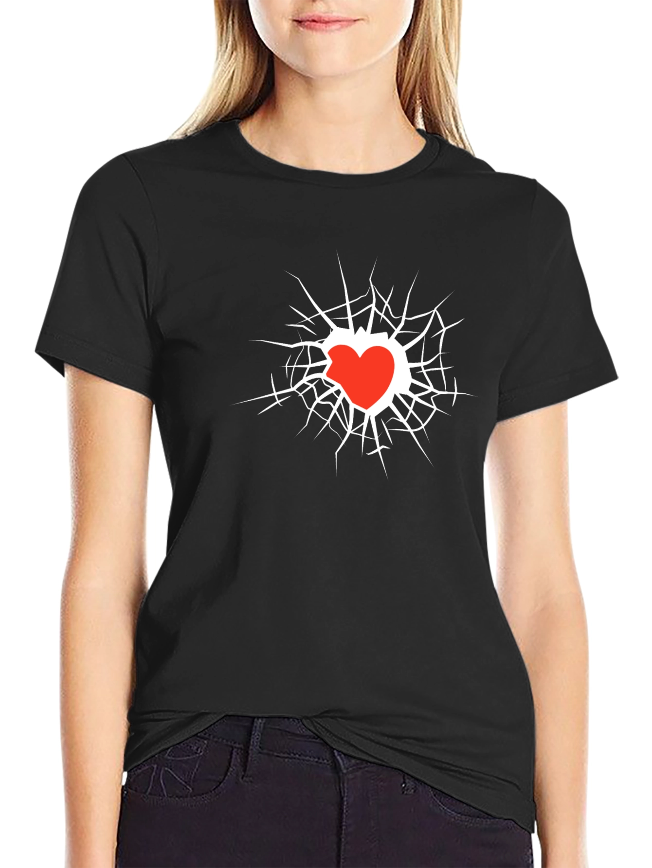 Broken Heart Graphic Black Tee