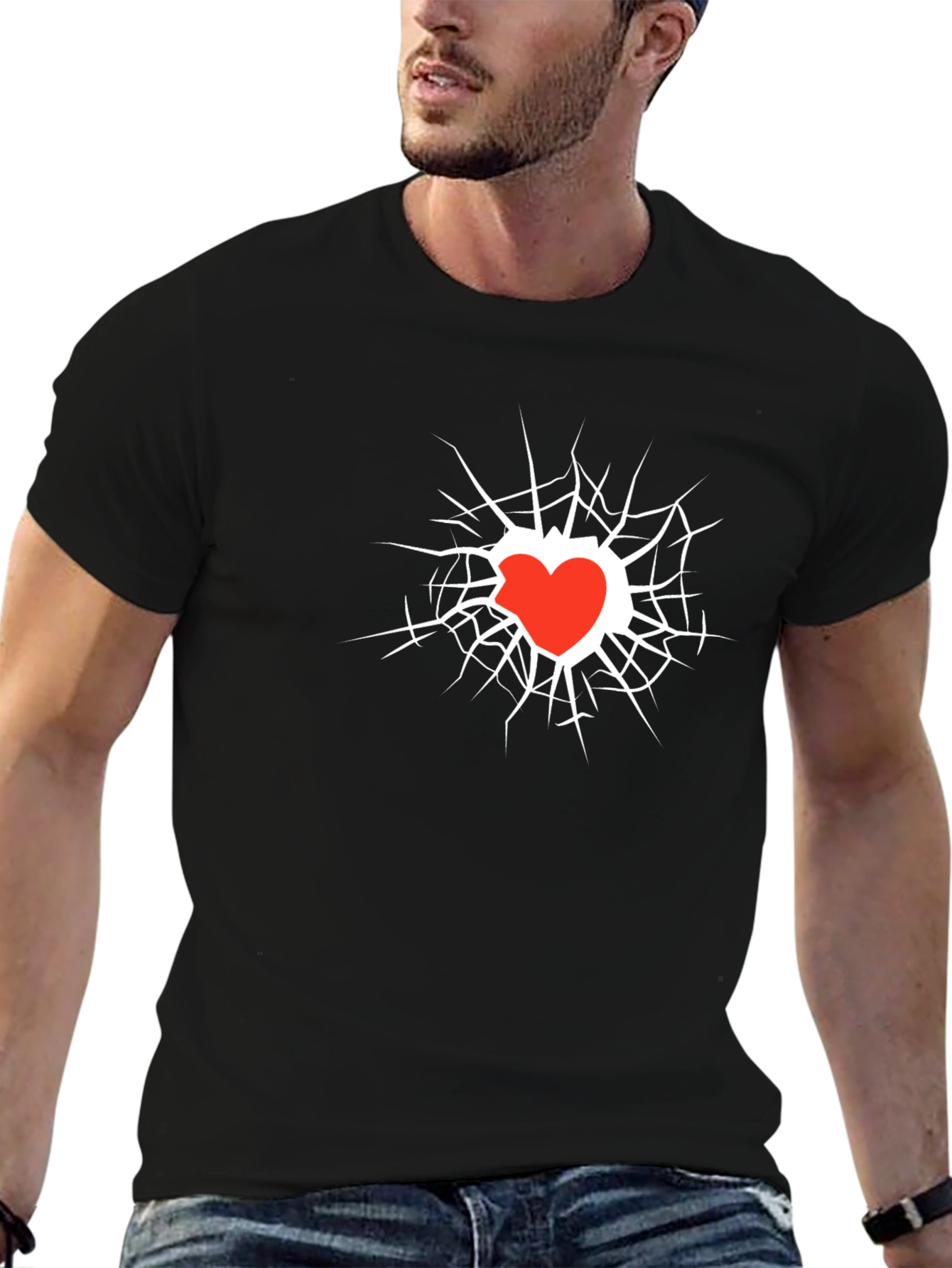 Broken Heart Graphic Black Tee