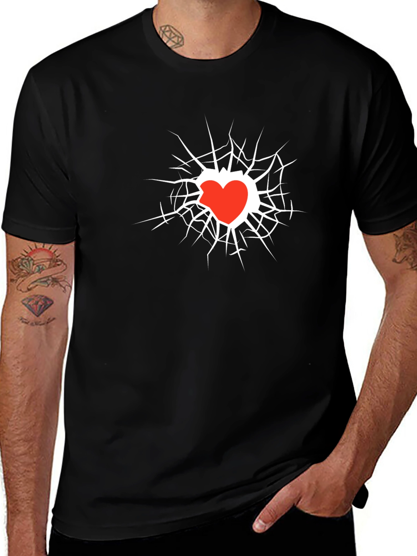 Broken Heart Graphic Black Tee