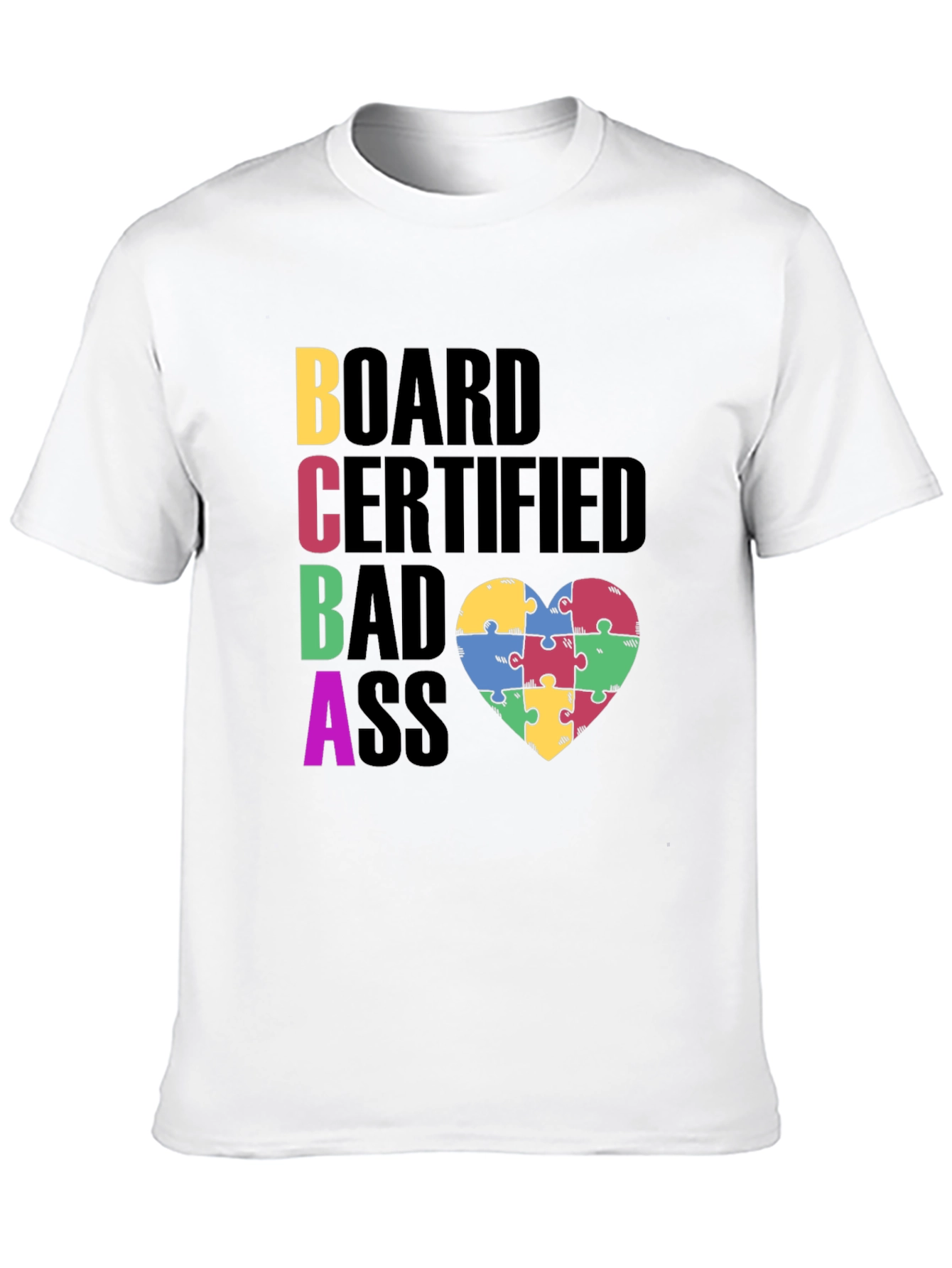 BCBA Autism Puzzle Piece Heart T-Shirt