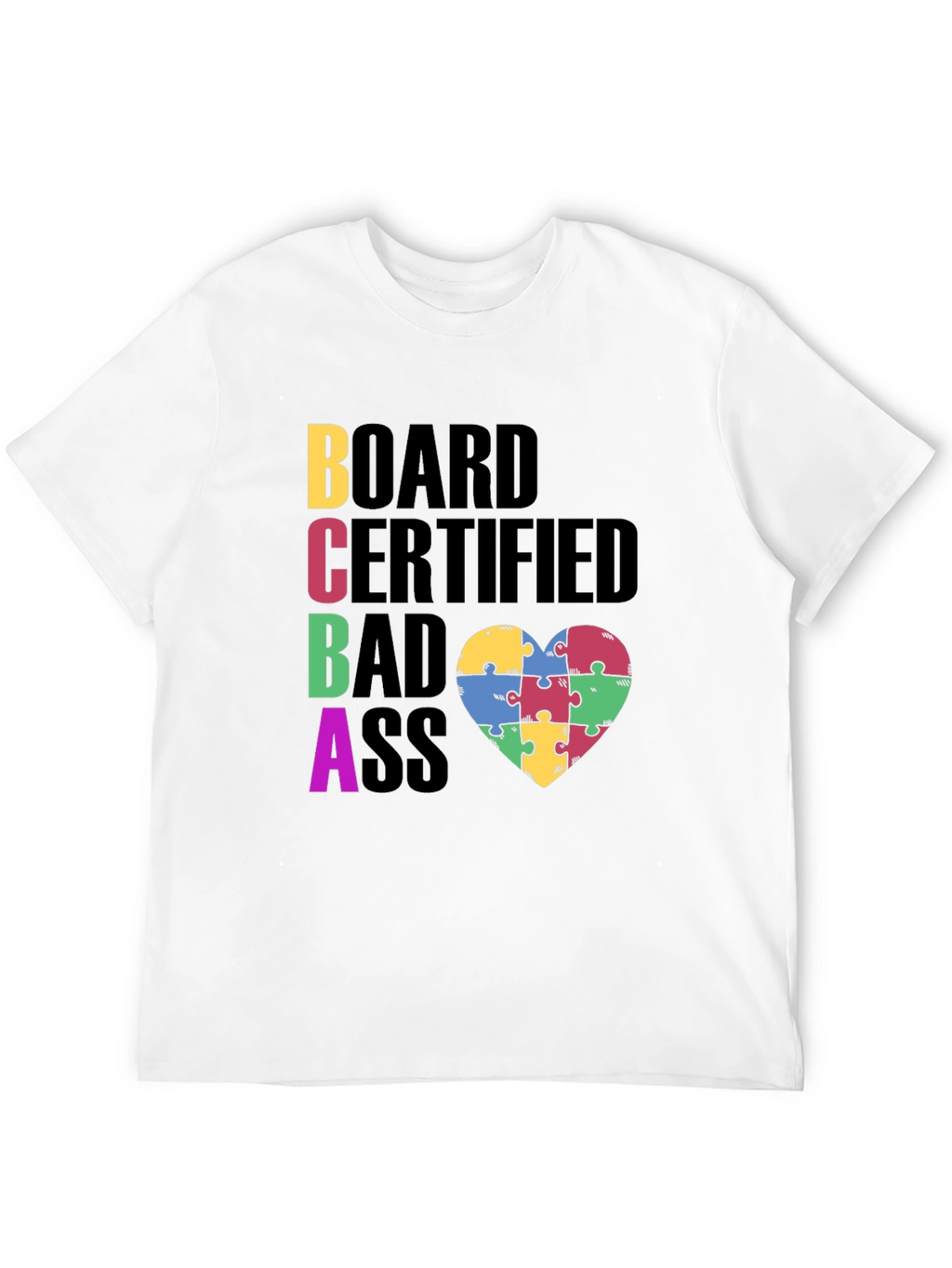BCBA Autism Puzzle Piece Heart T-Shirt