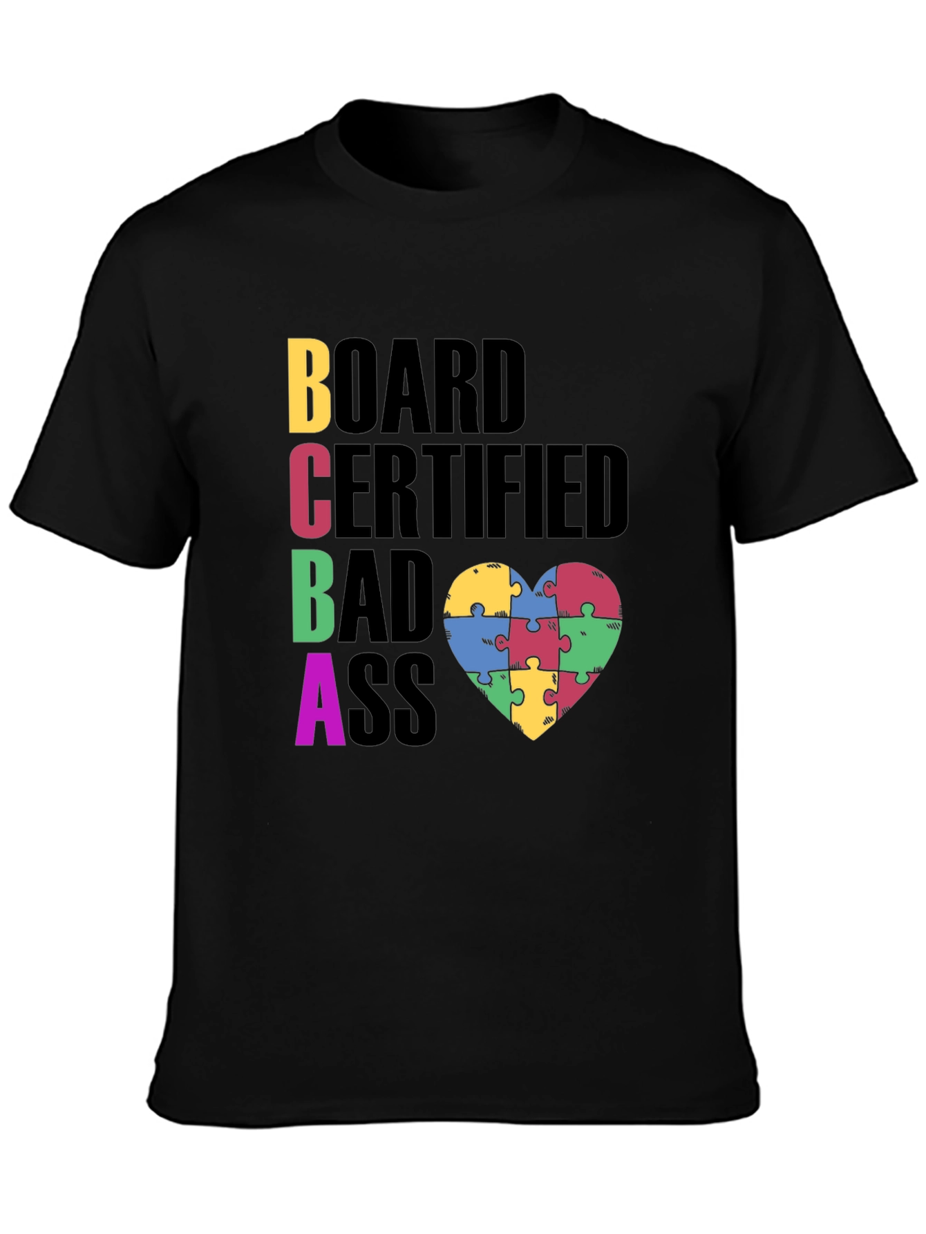 BCBA Autism Puzzle Piece Heart T-Shirt