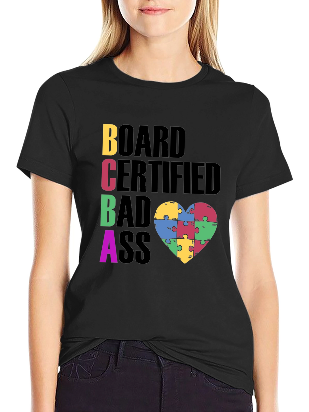 BCBA Autism Puzzle Piece Heart T-Shirt