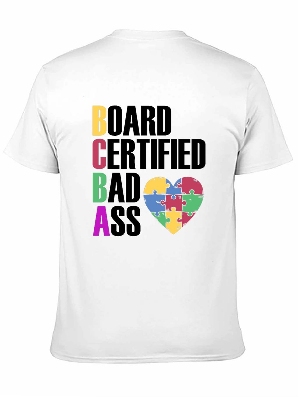 BCBA Autism Puzzle Piece Heart T-Shirt