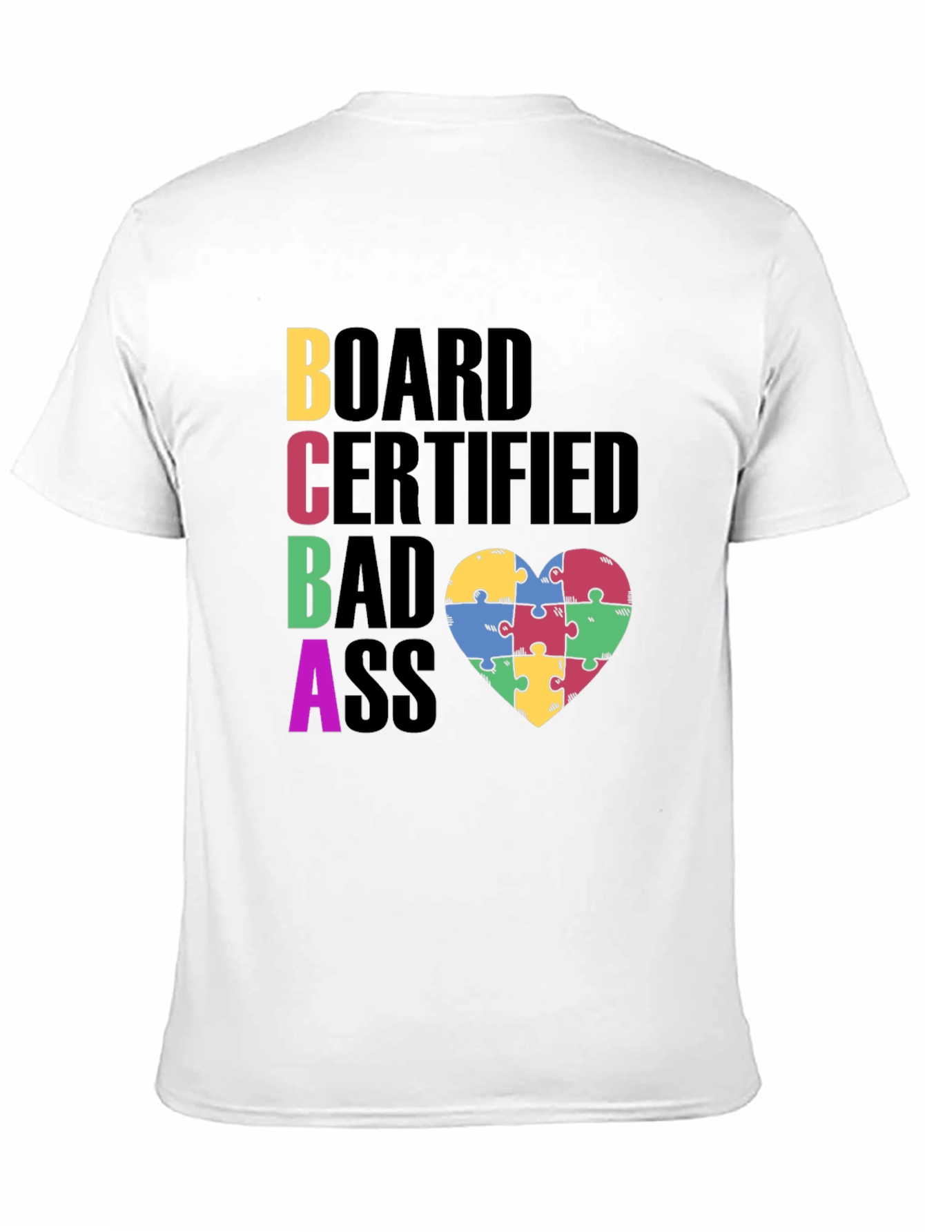 BCBA Autism Puzzle Piece Heart T-Shirt