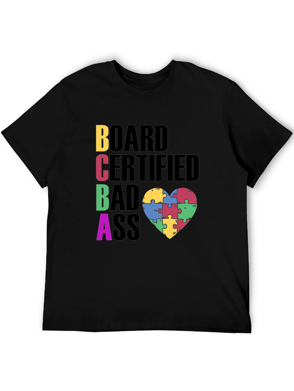 BCBA Autism Puzzle Piece Heart T-Shirt