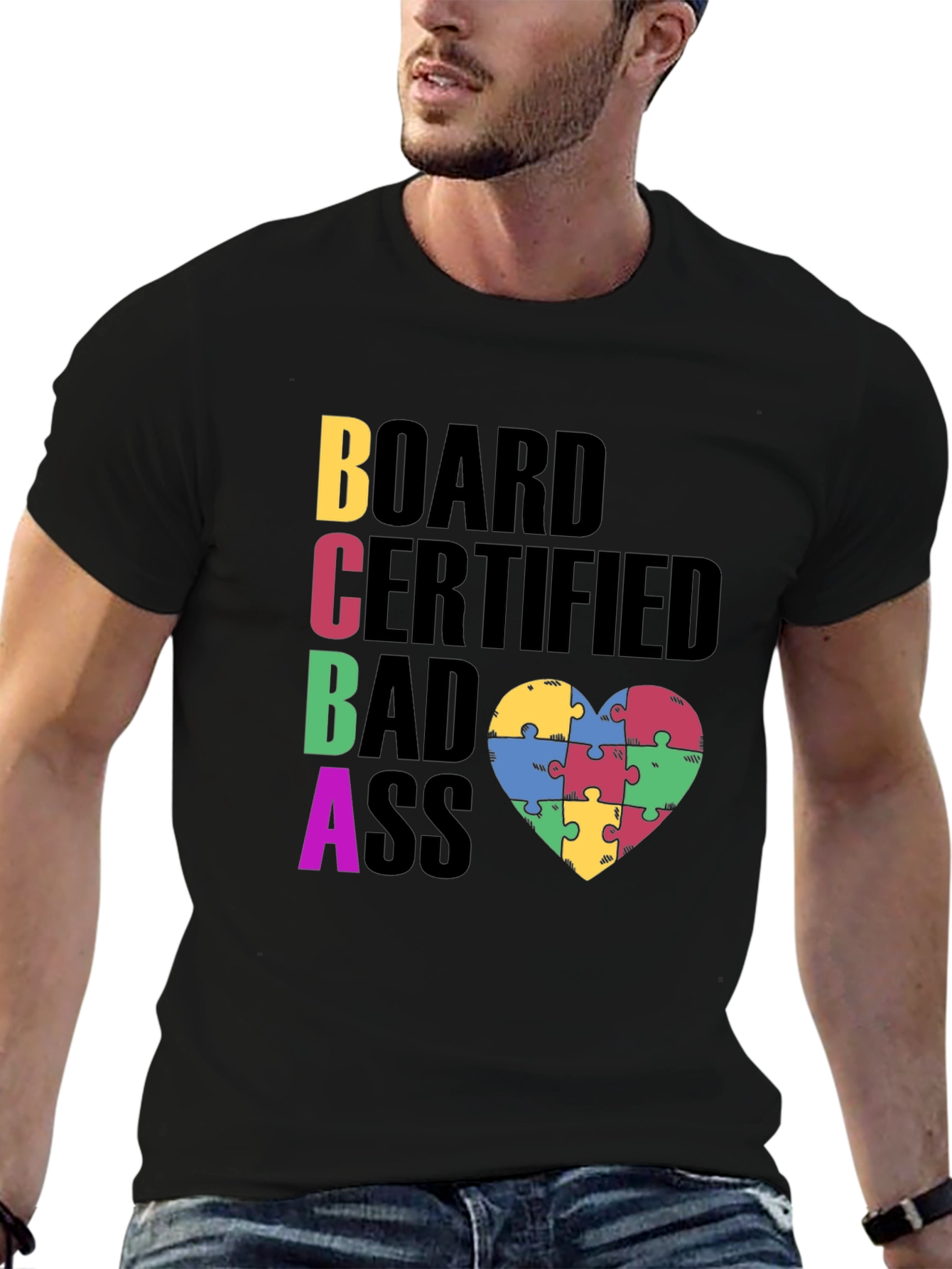 BCBA Autism Puzzle Piece Heart T-Shirt