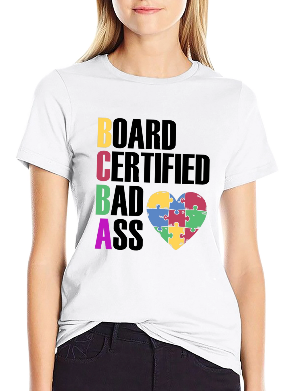 BCBA Autism Puzzle Piece Heart T-Shirt