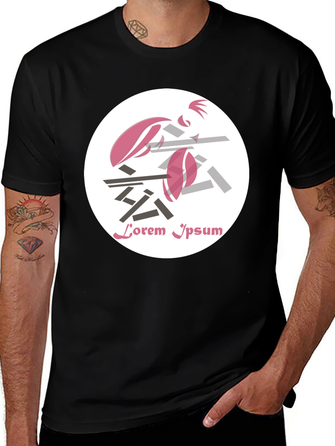 Abstract Graphic Print T-Shirt - Black