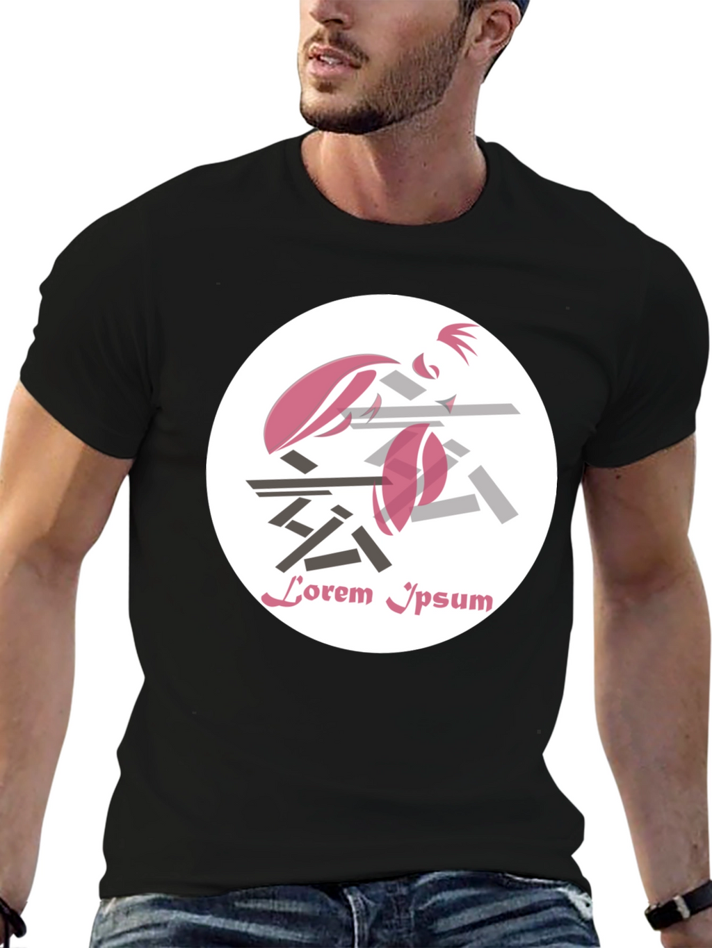 Abstract Graphic Print T-Shirt - Black