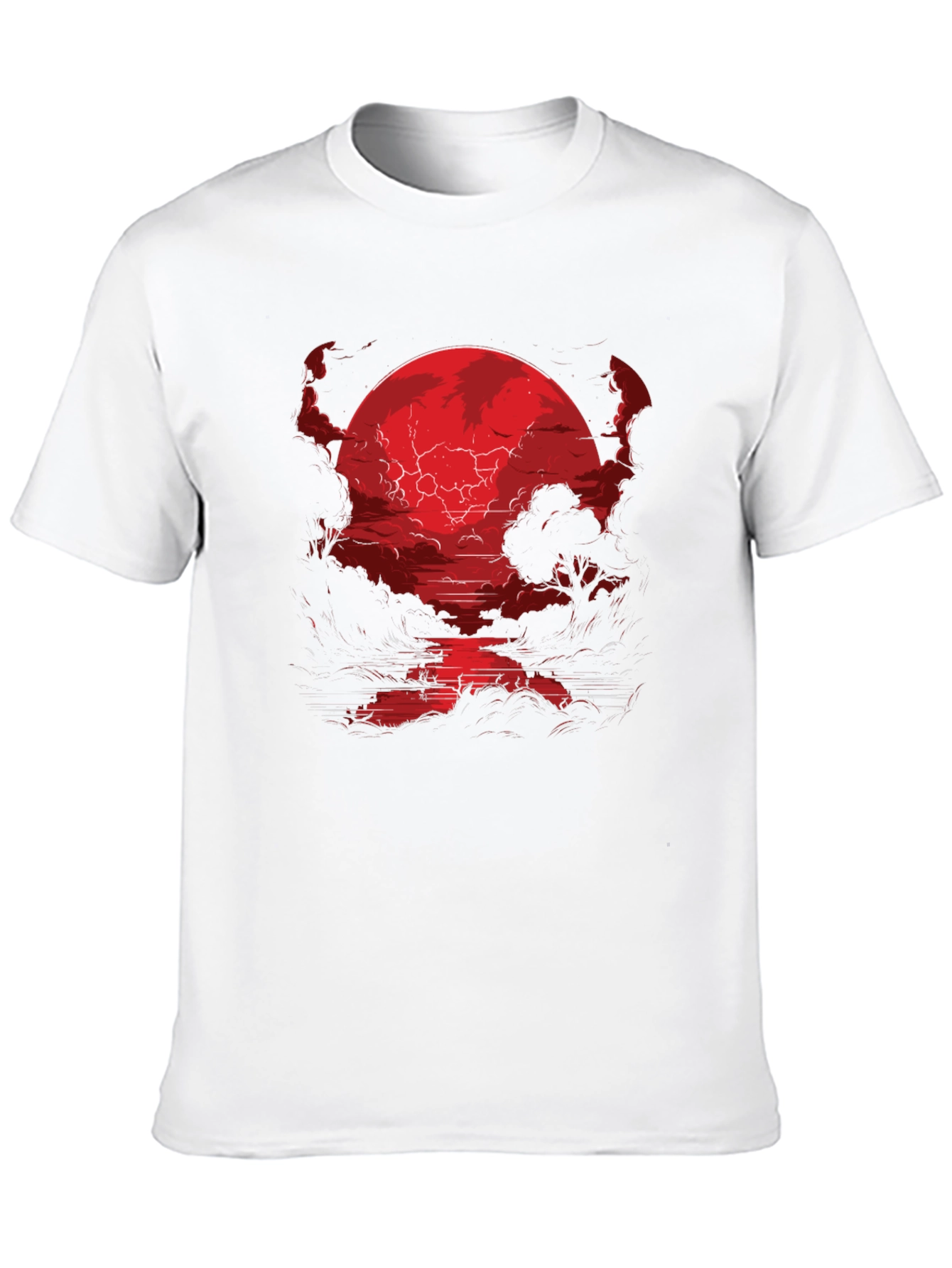 Crimson Moon River Graphic Tee - Dark Fantasy Shirt