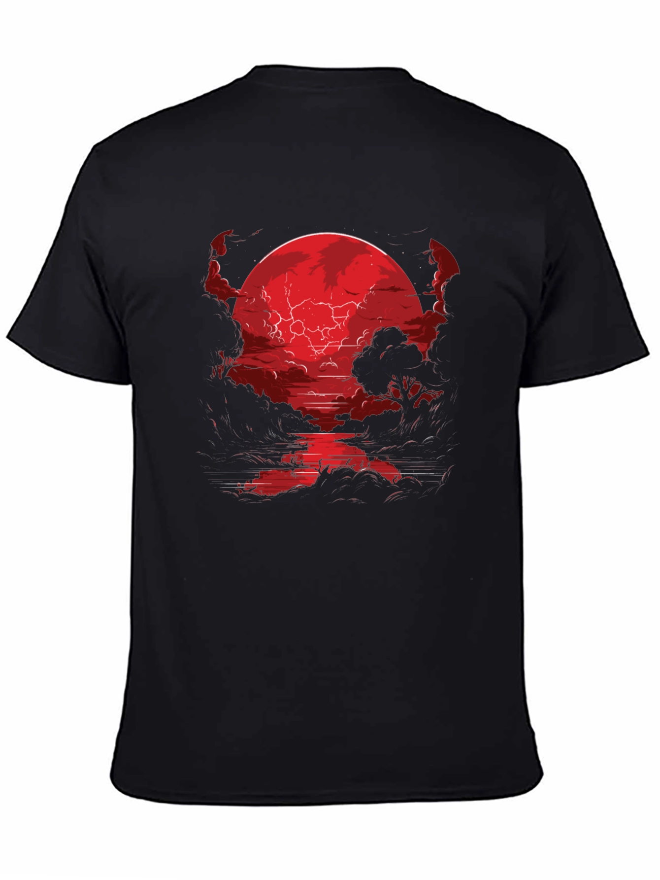 Crimson Moon River Graphic Tee - Dark Fantasy Shirt