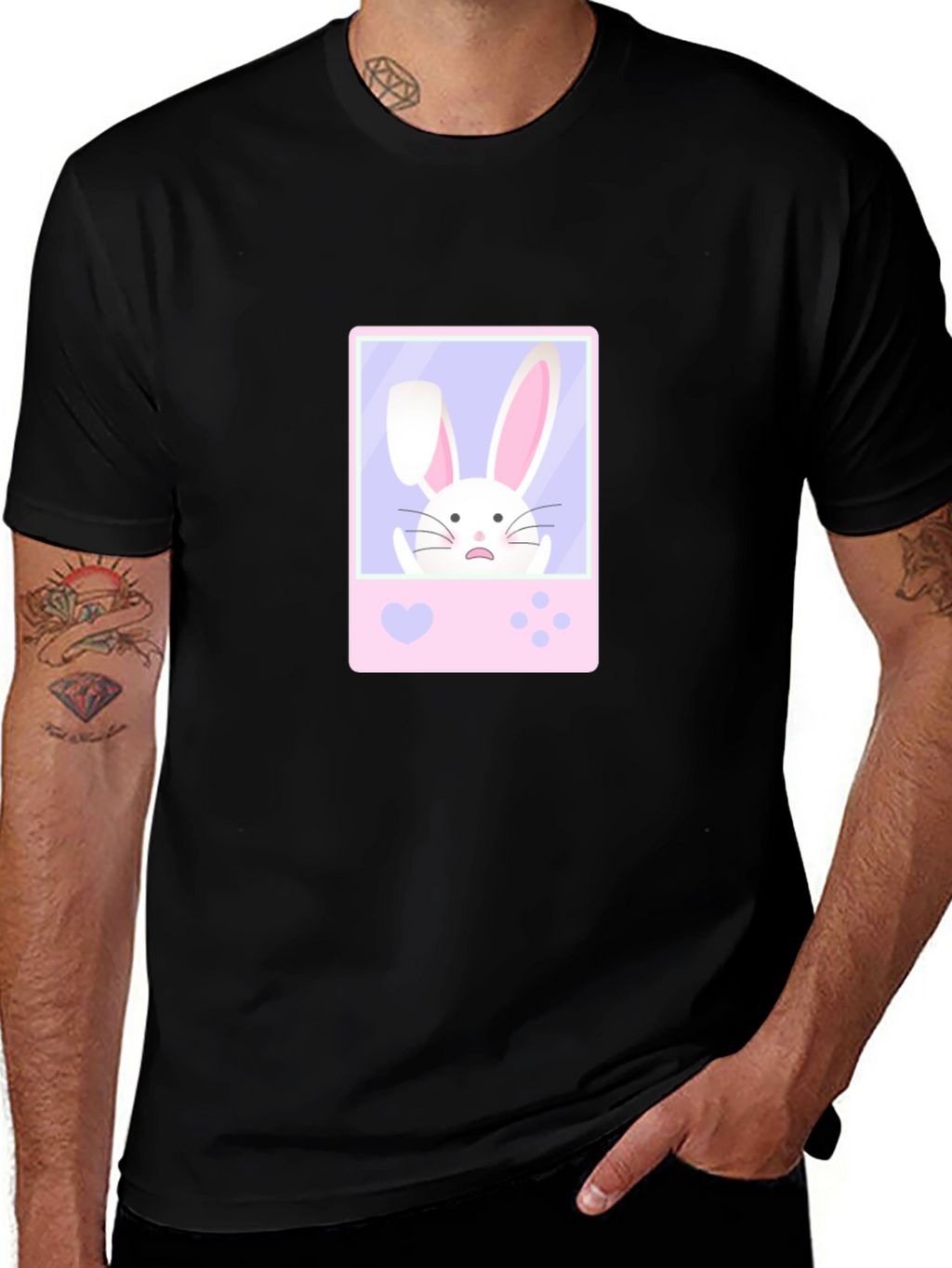 Cute Bunny Game Black T-Shirt