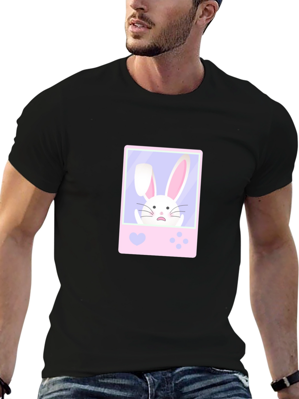 Cute Bunny Game Black T-Shirt