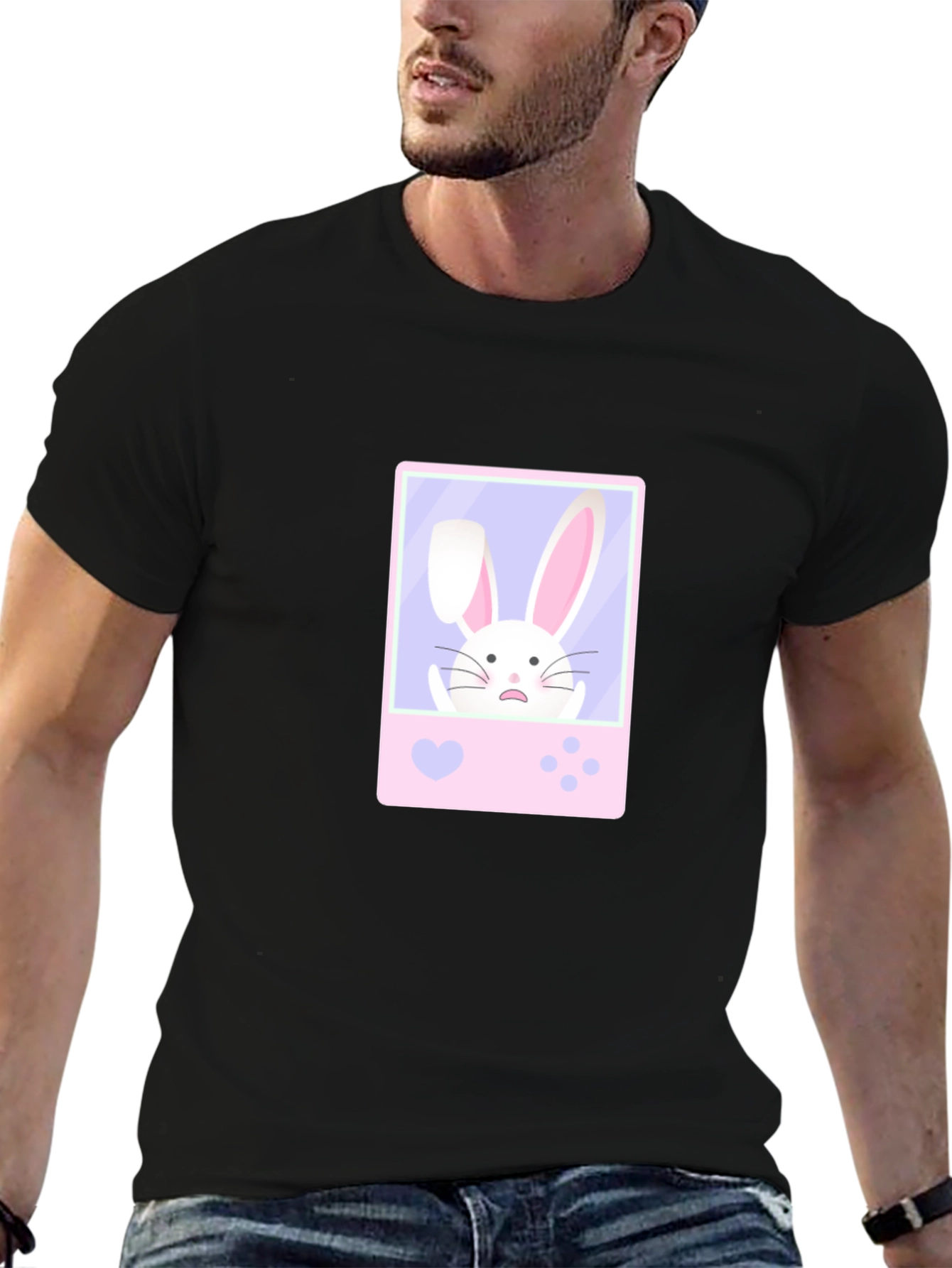 Cute Bunny Game Black T-Shirt